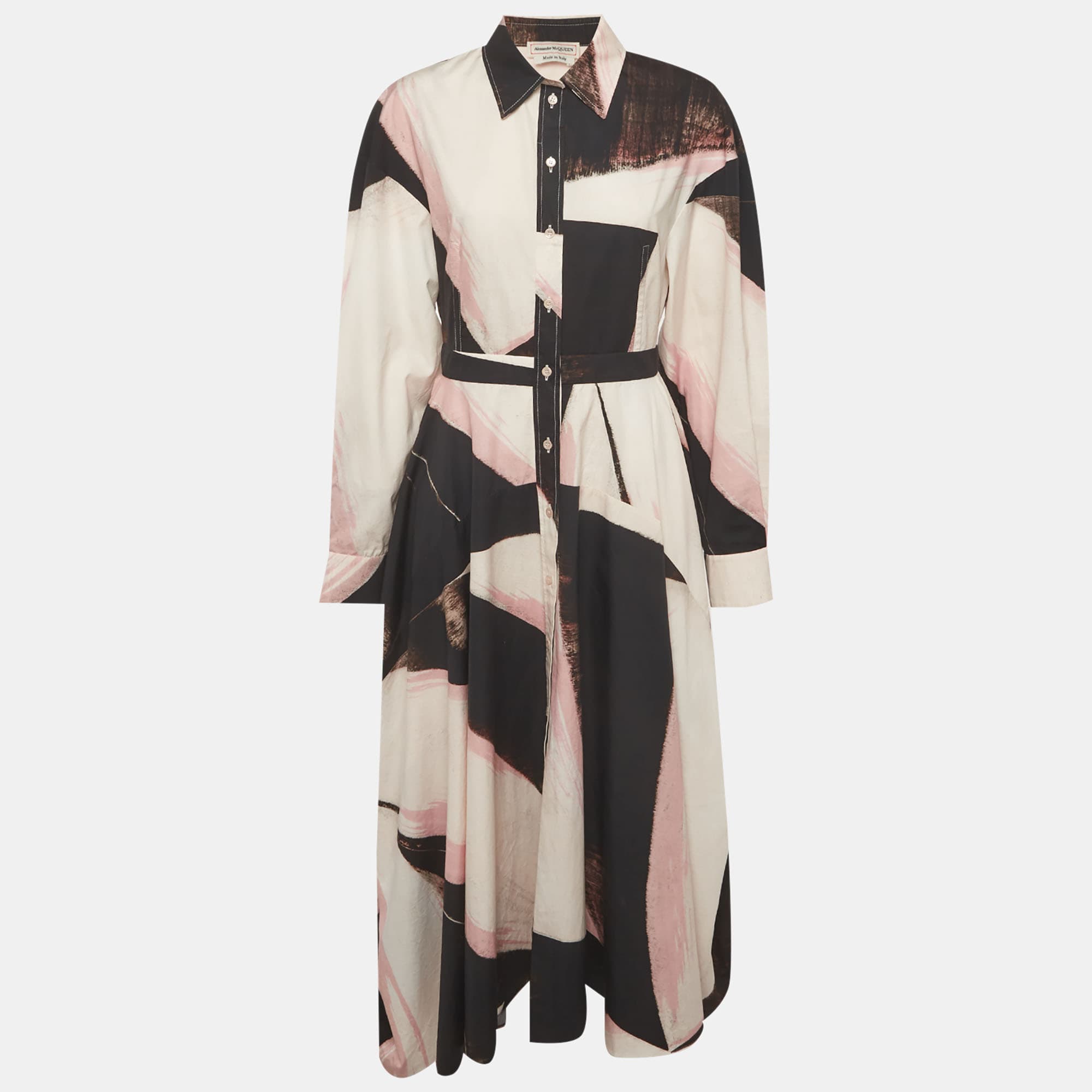 Alexander McQueen Multicolour Abstract Print Cotton Shirt Dress M