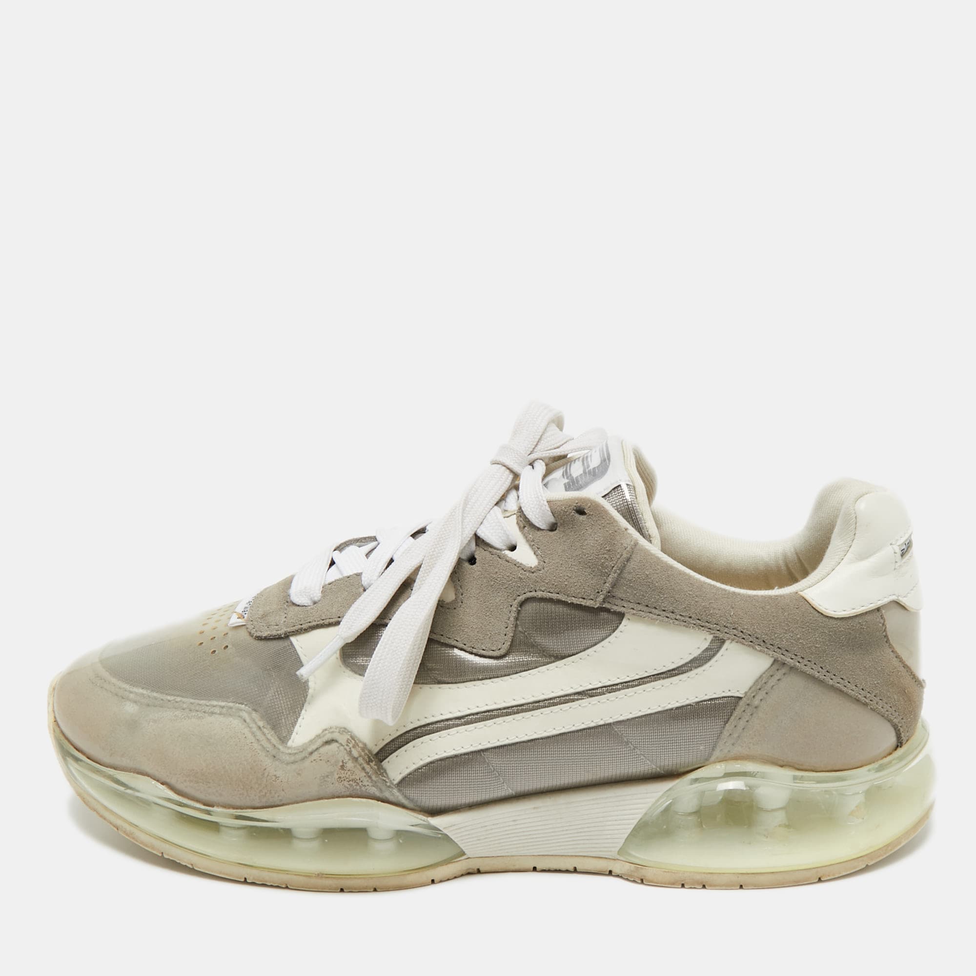 Alexander Wang Grey/White PVC, Suede And Leather Stadium Low Top Sneakers Size 40.5