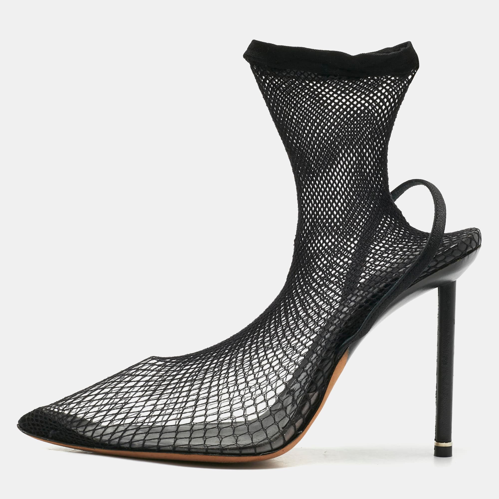 Alexander Wang Black Knit Fabric and PVC Caden Booties Size 39.5
