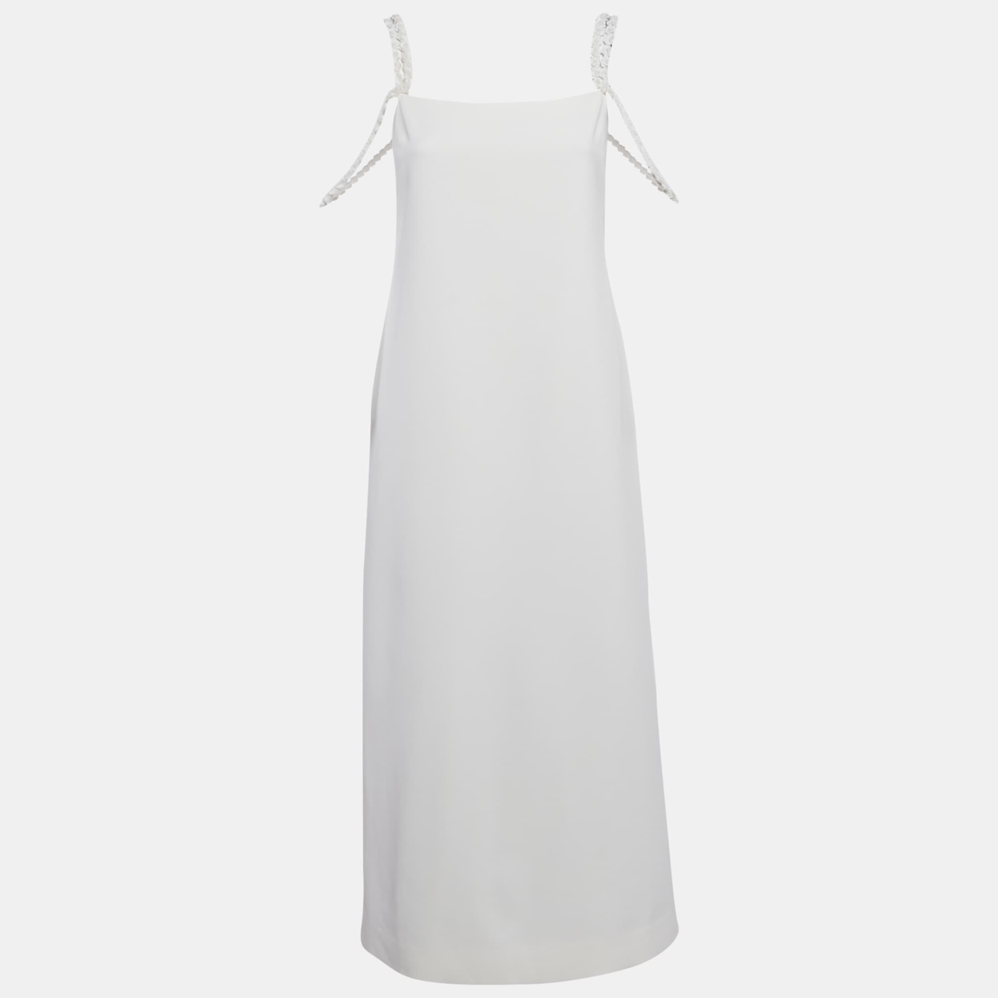 Alexis White Embellished Crepe Sleeveless Shayanne Midi Dress S