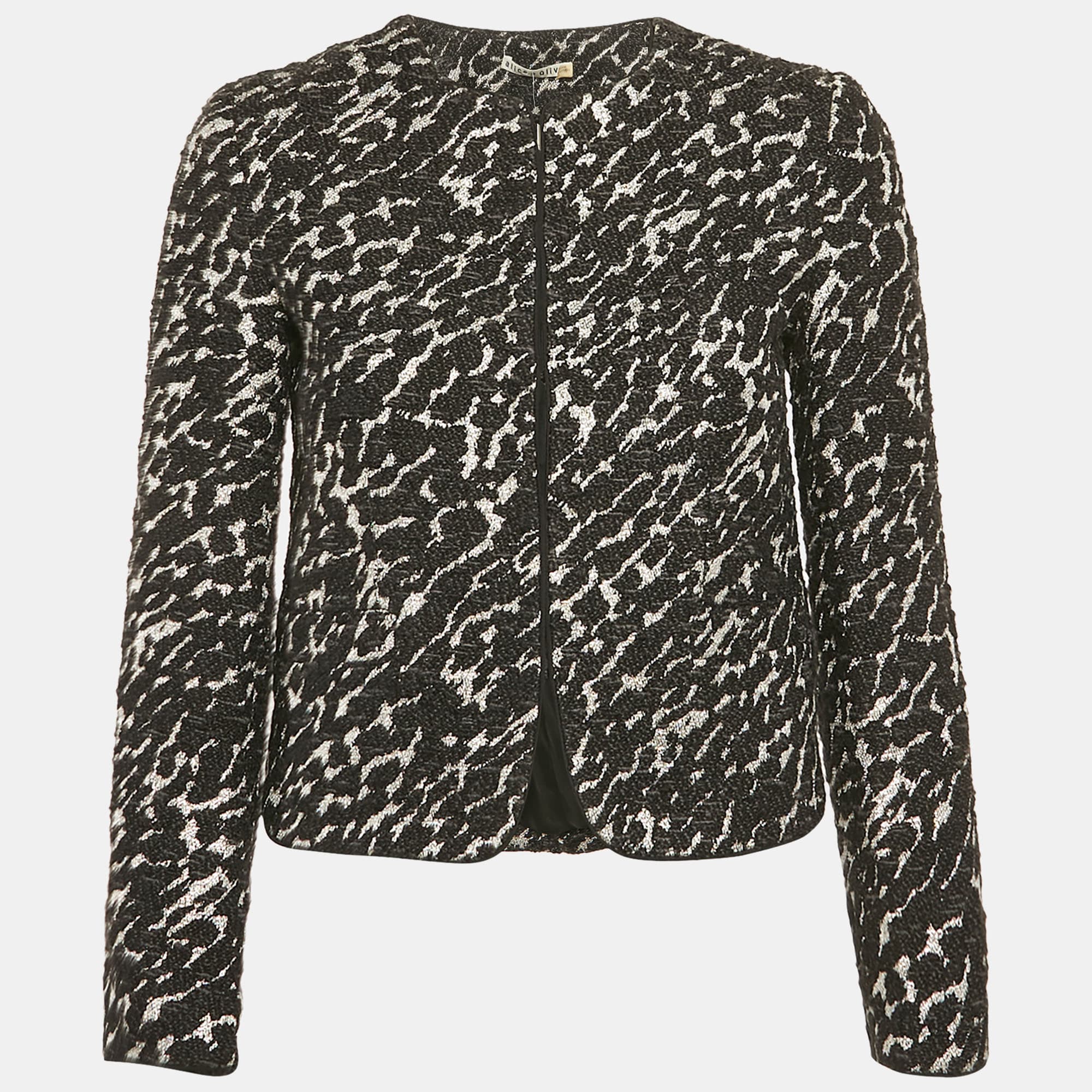 Alice + Olivia Black Lurex Tweed Jacket XS