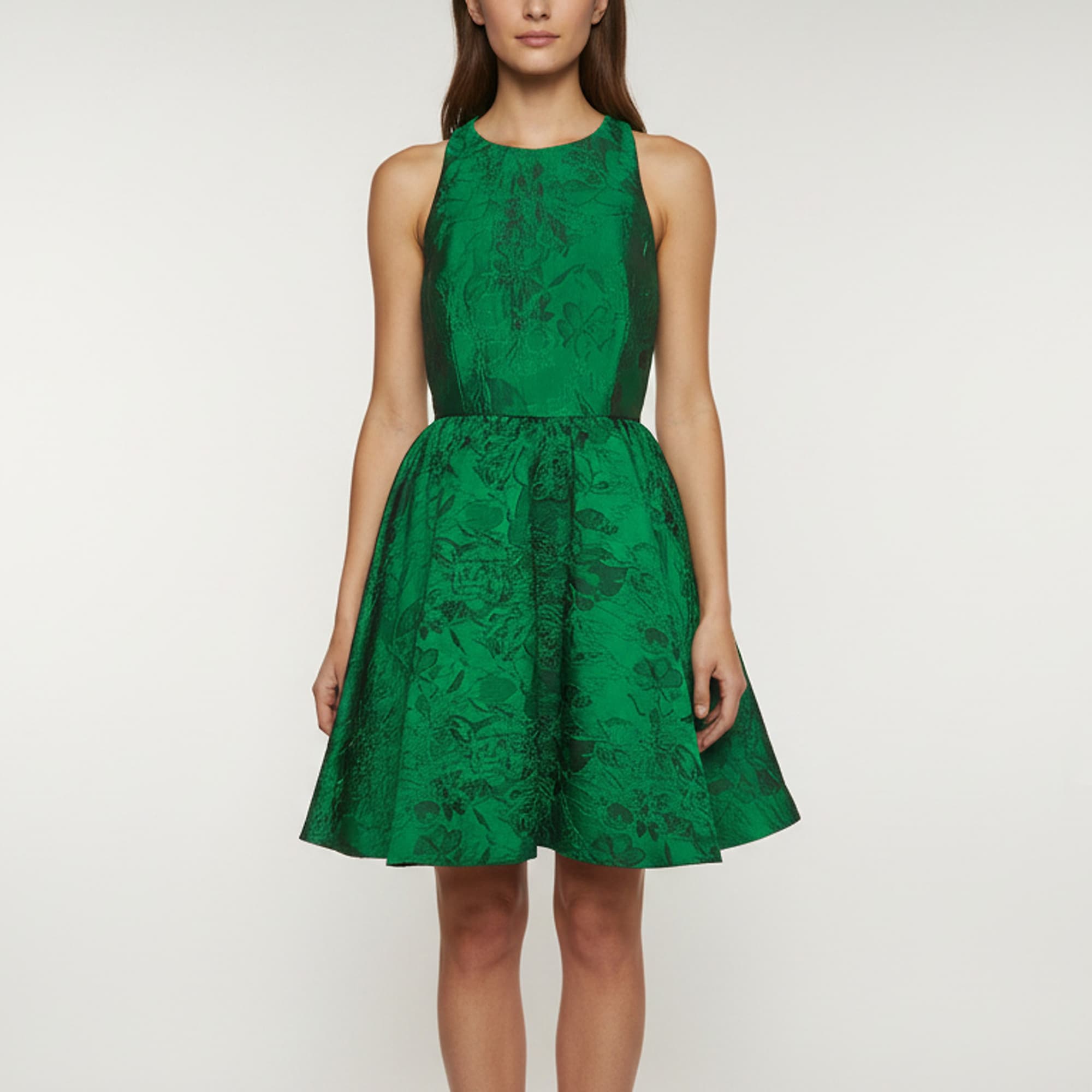 Alice + Olivia Green Floral Jacquard Racerback Mini Dress M
