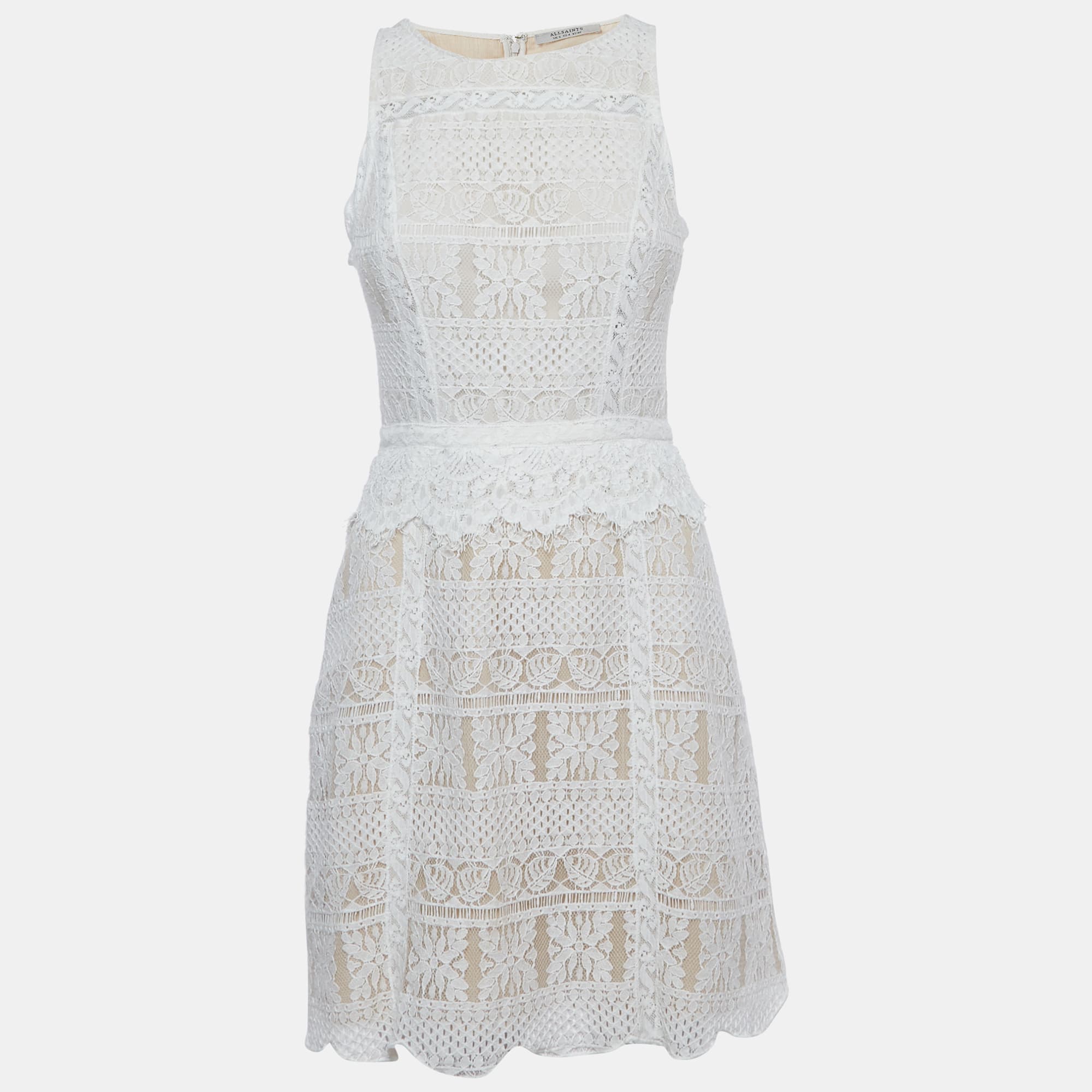 All Saints White Lace Sleeveless Mini Dress S