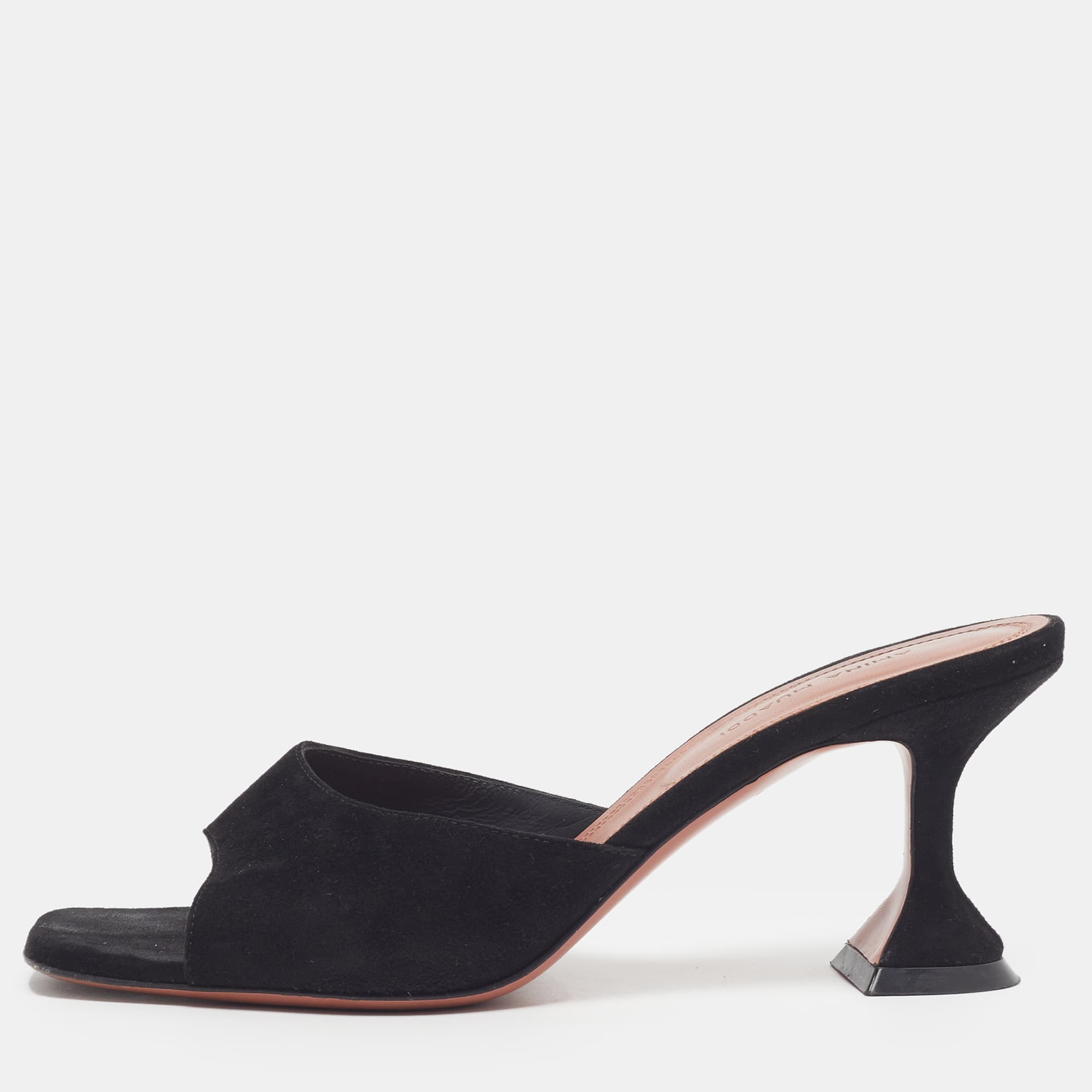 Amina Muaddi lupita Size 38 Black Suede Slide Sandals