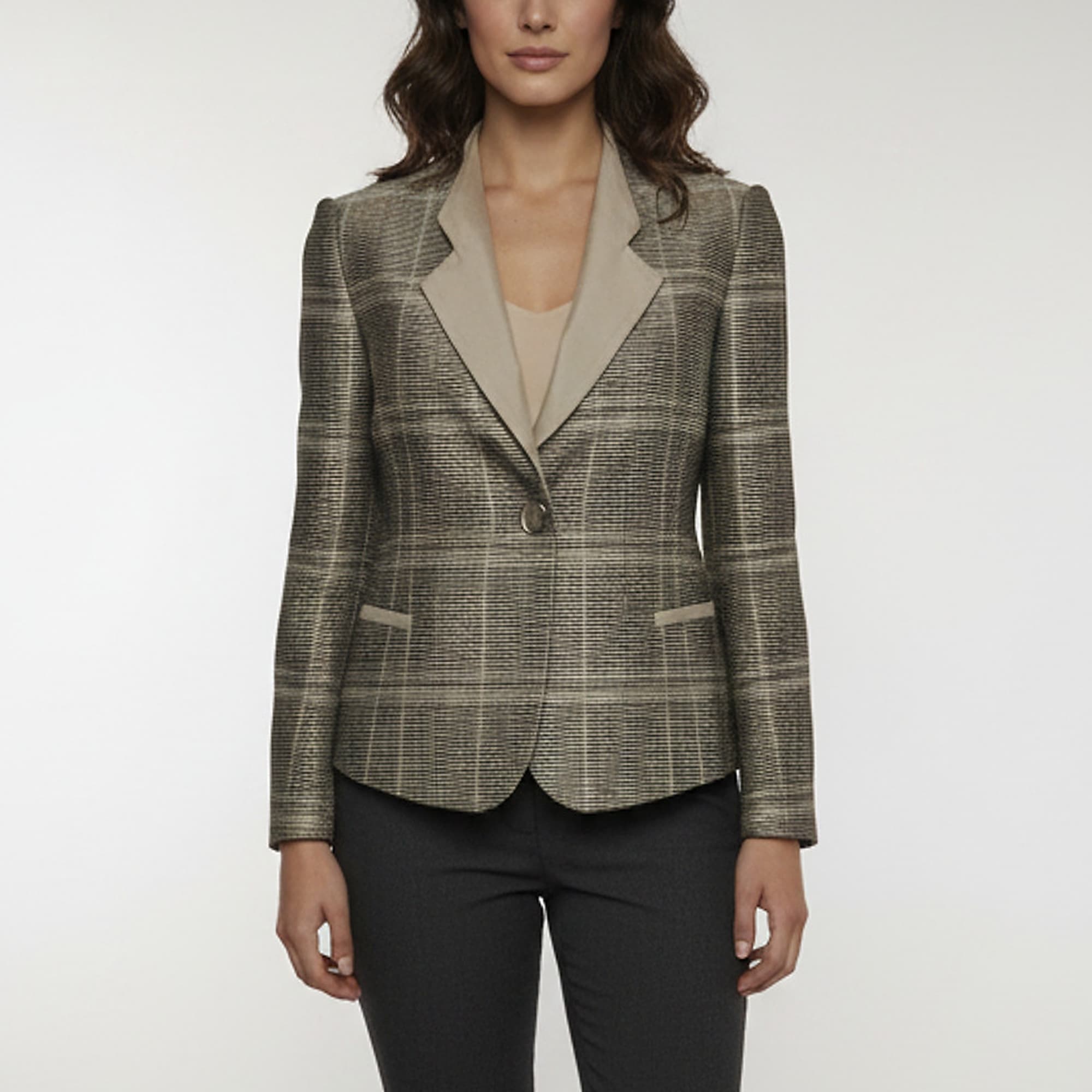 Armani Collezioni Multicolor Textured Crepe Long Sleeve Blazer