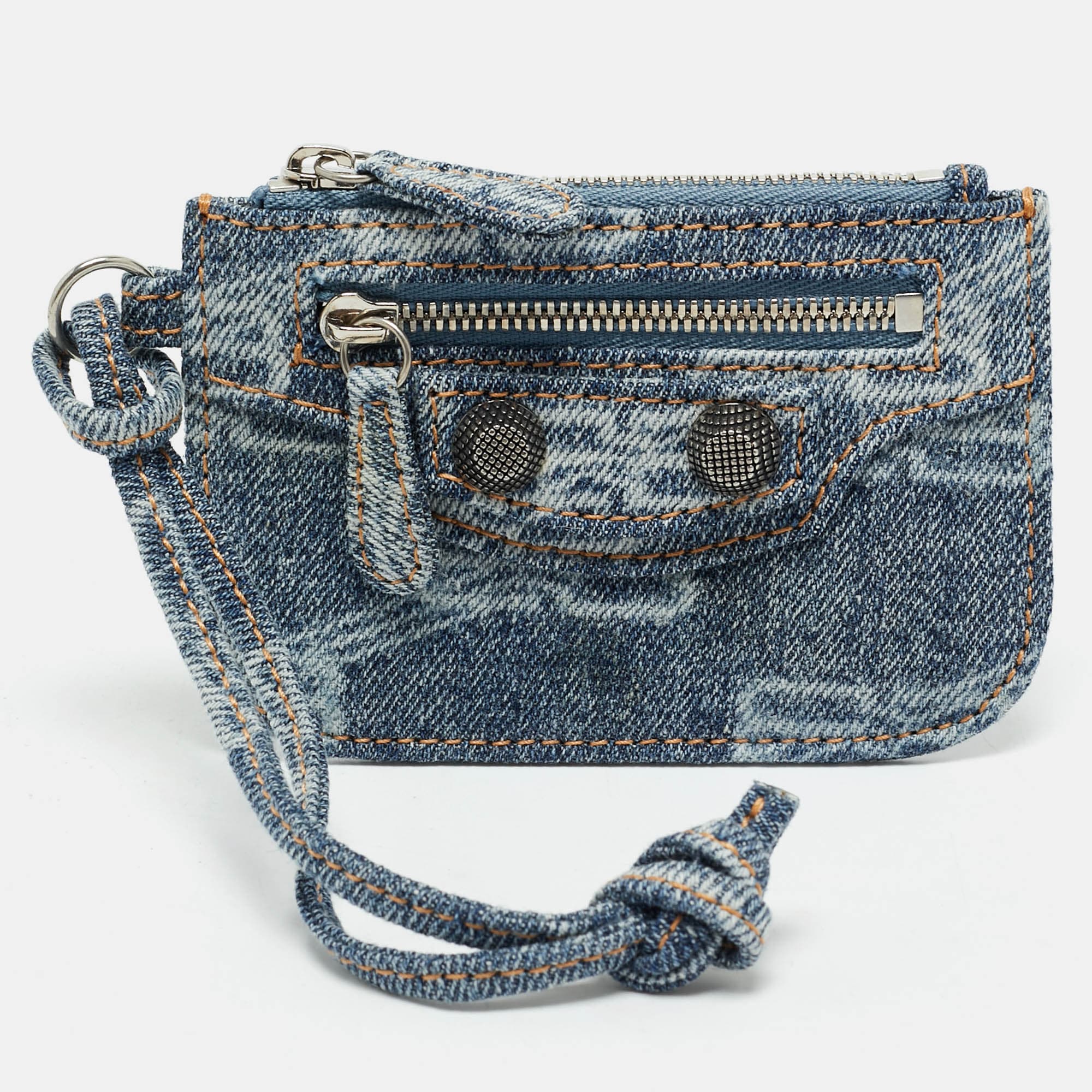 Balenciaga Le Cagole Blue Denim Coin Purse