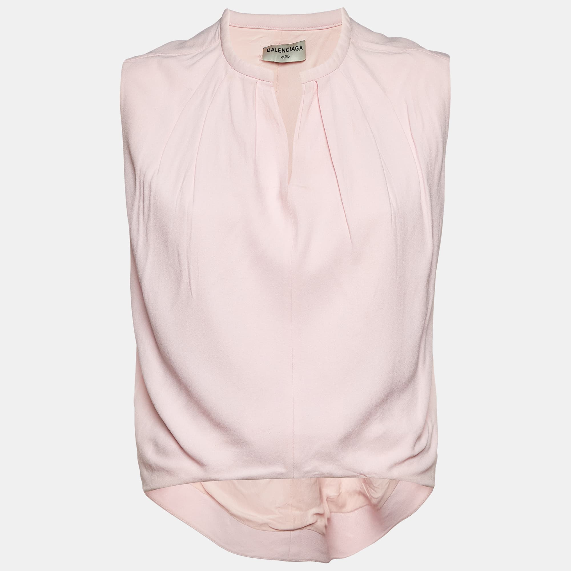 Balenciaga Pink Crepe Sleeveless Top S