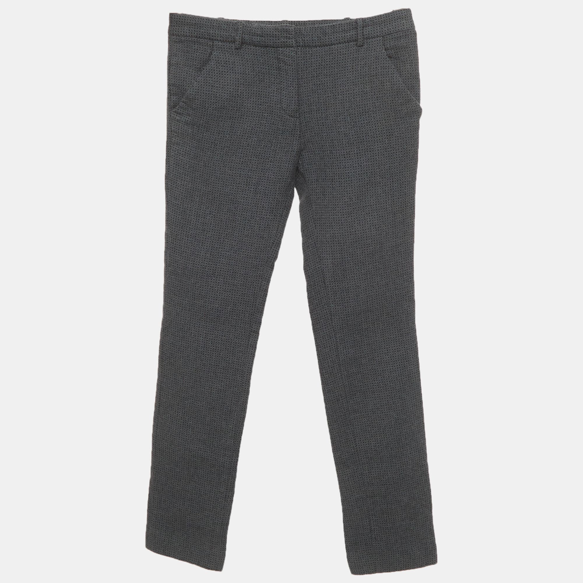Balenciaga Grey Jacquard Skinny Trousers S