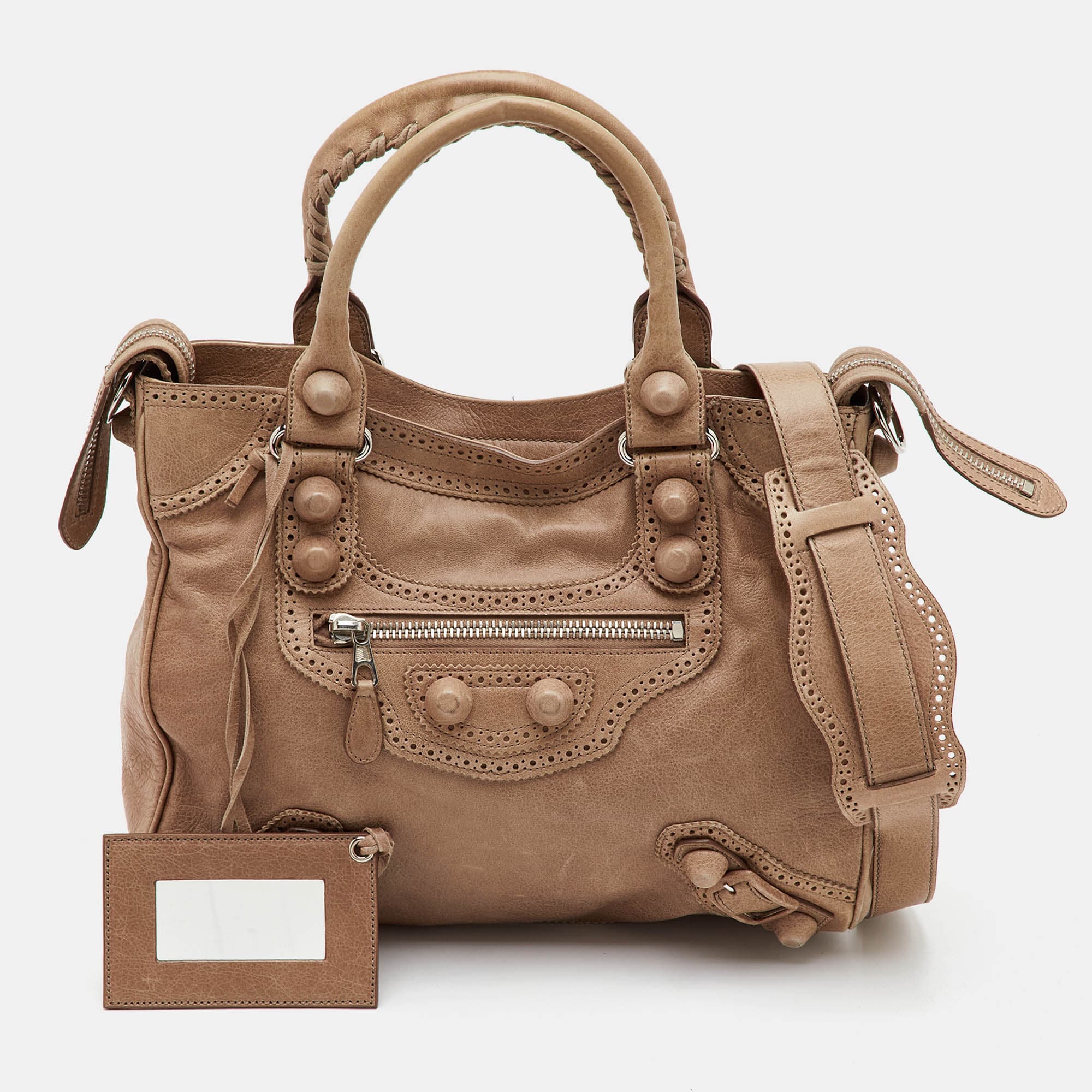Balenciaga Giant 21 Beige Leather Covered Brogues Velo Convertible Tote
