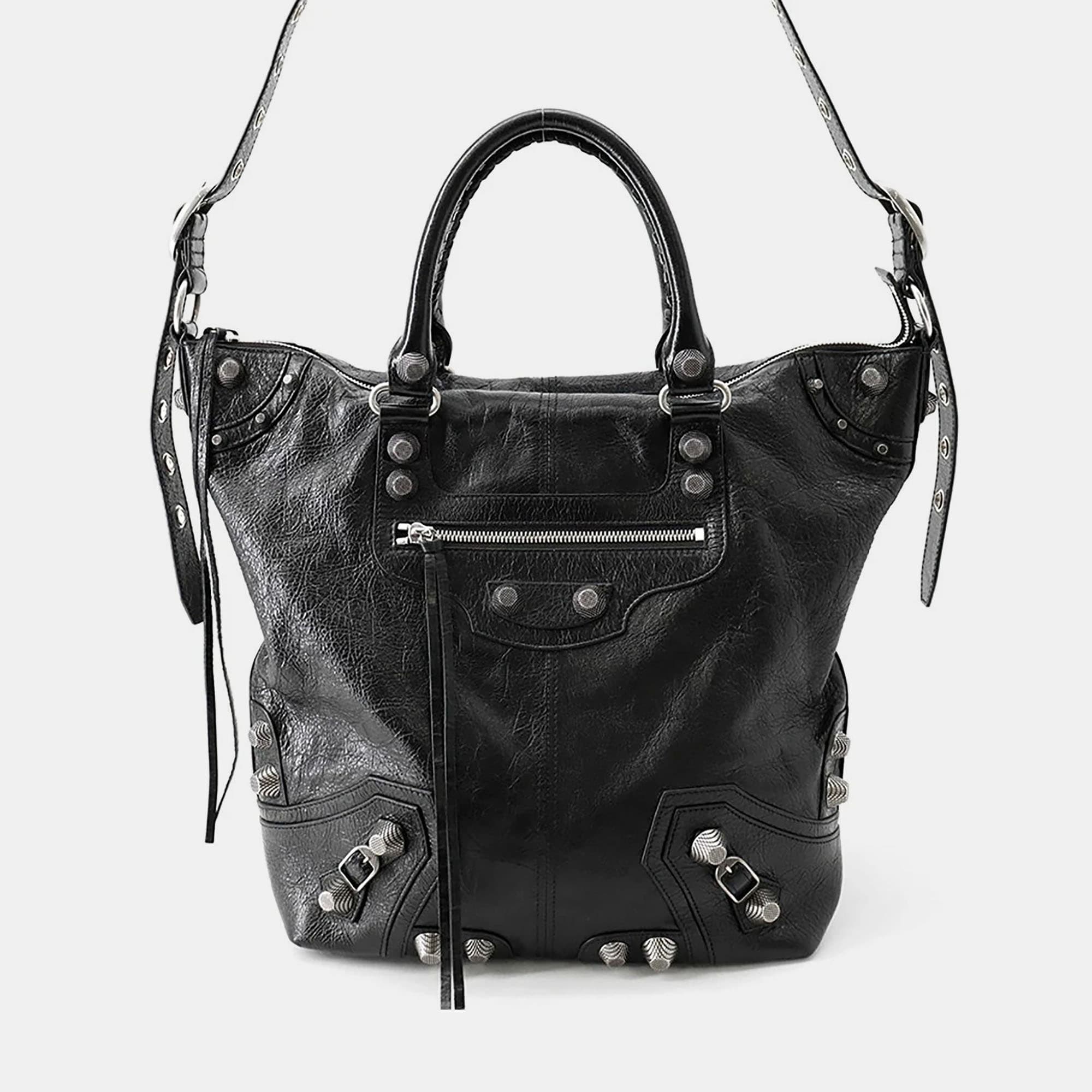 Balenciaga Lucagol Medium Black Leather Shoulder Bag