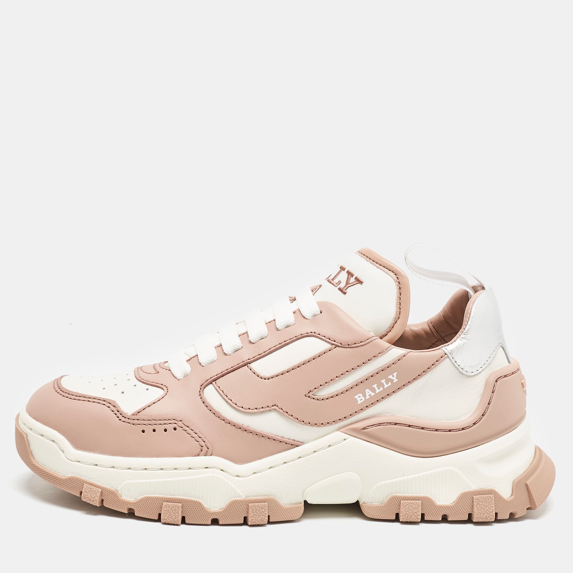 Bally Old Rose/white Leather Holden Sneakers Size 36