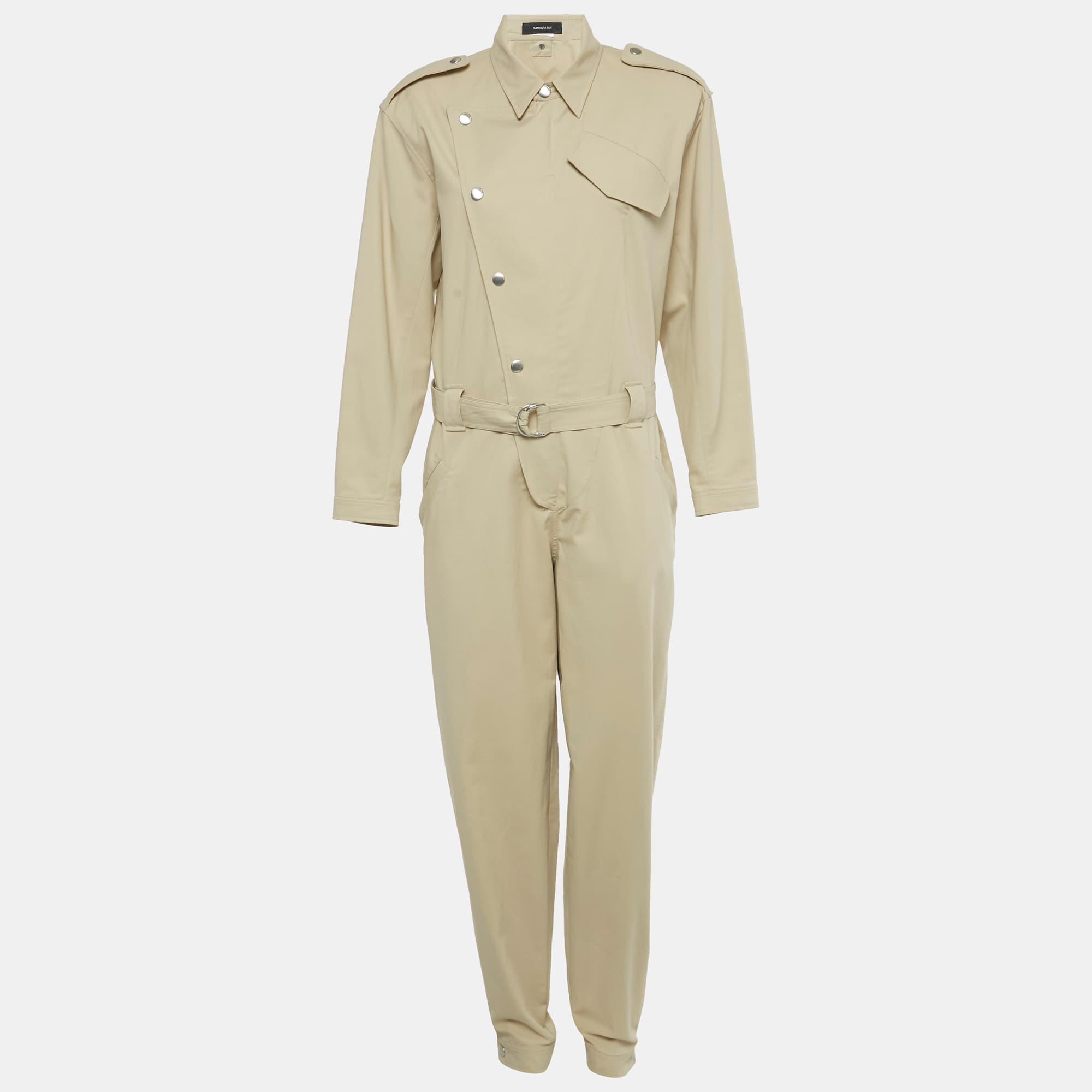 Barbara Bui Beige Cotton Belted Jumpsuit S