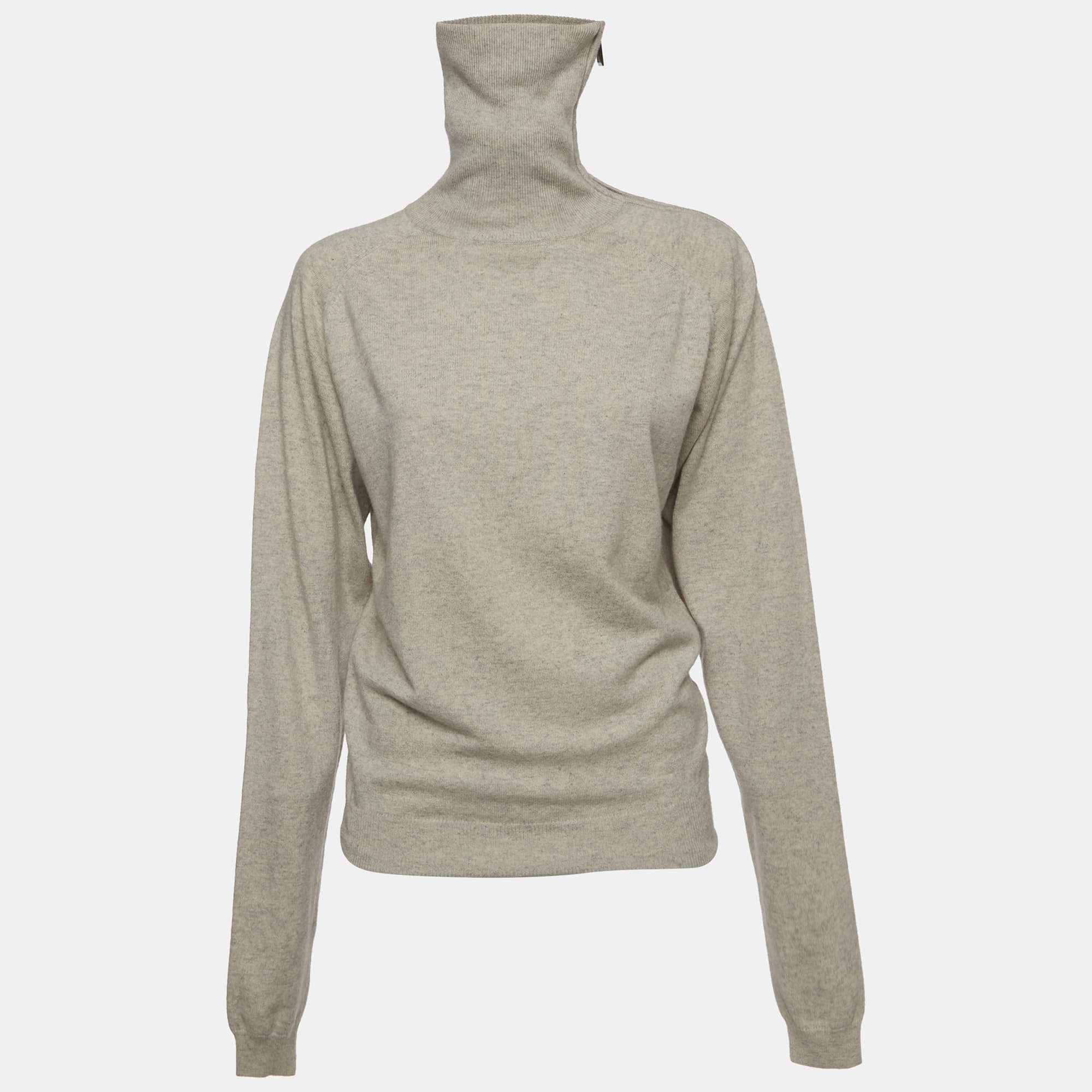 Barbara Bui Grey Knit Long Sleeve Turtleneck Sweatshirt S