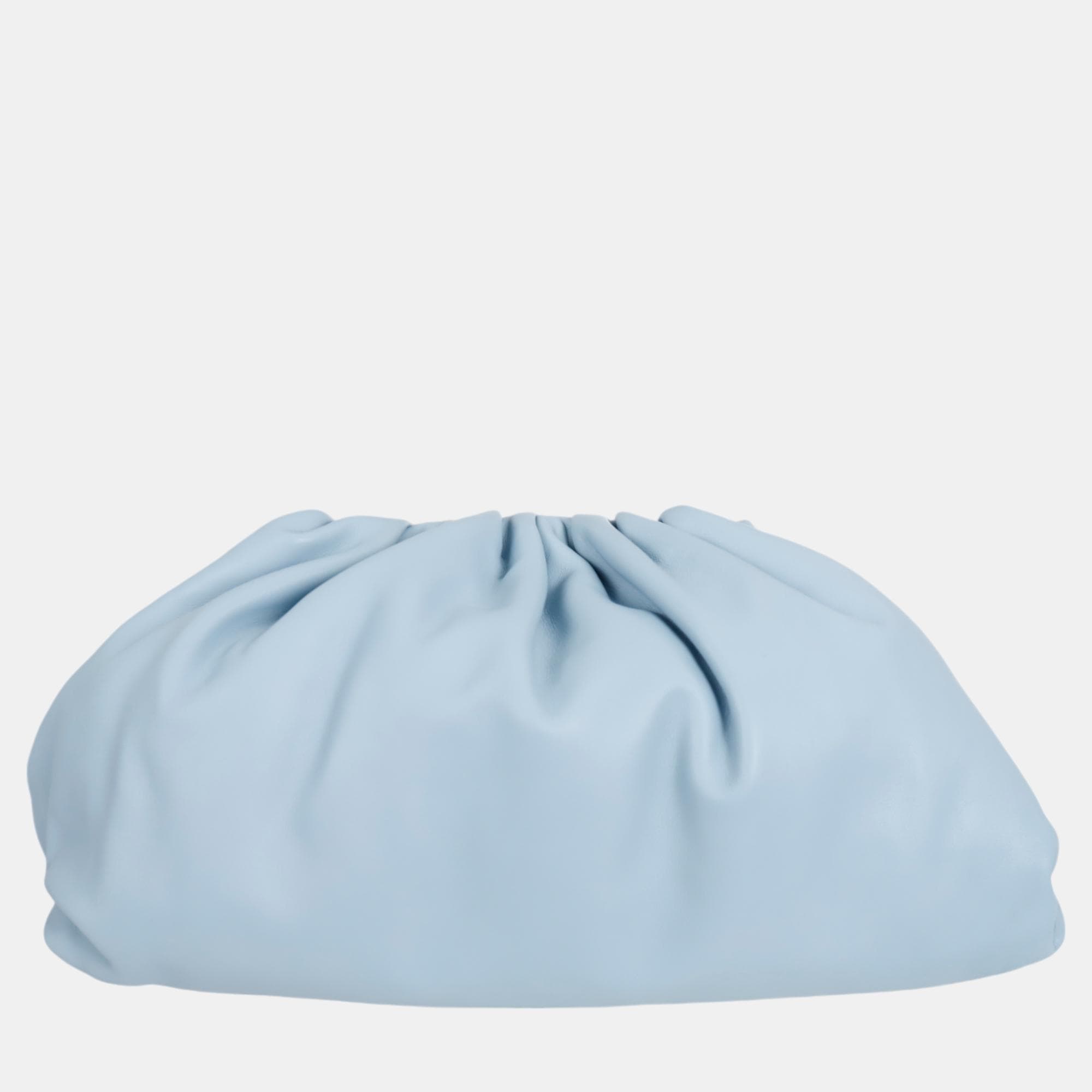 Bottega Veneta The Pouch Small Blue Lambskin Leather Clutch Bag