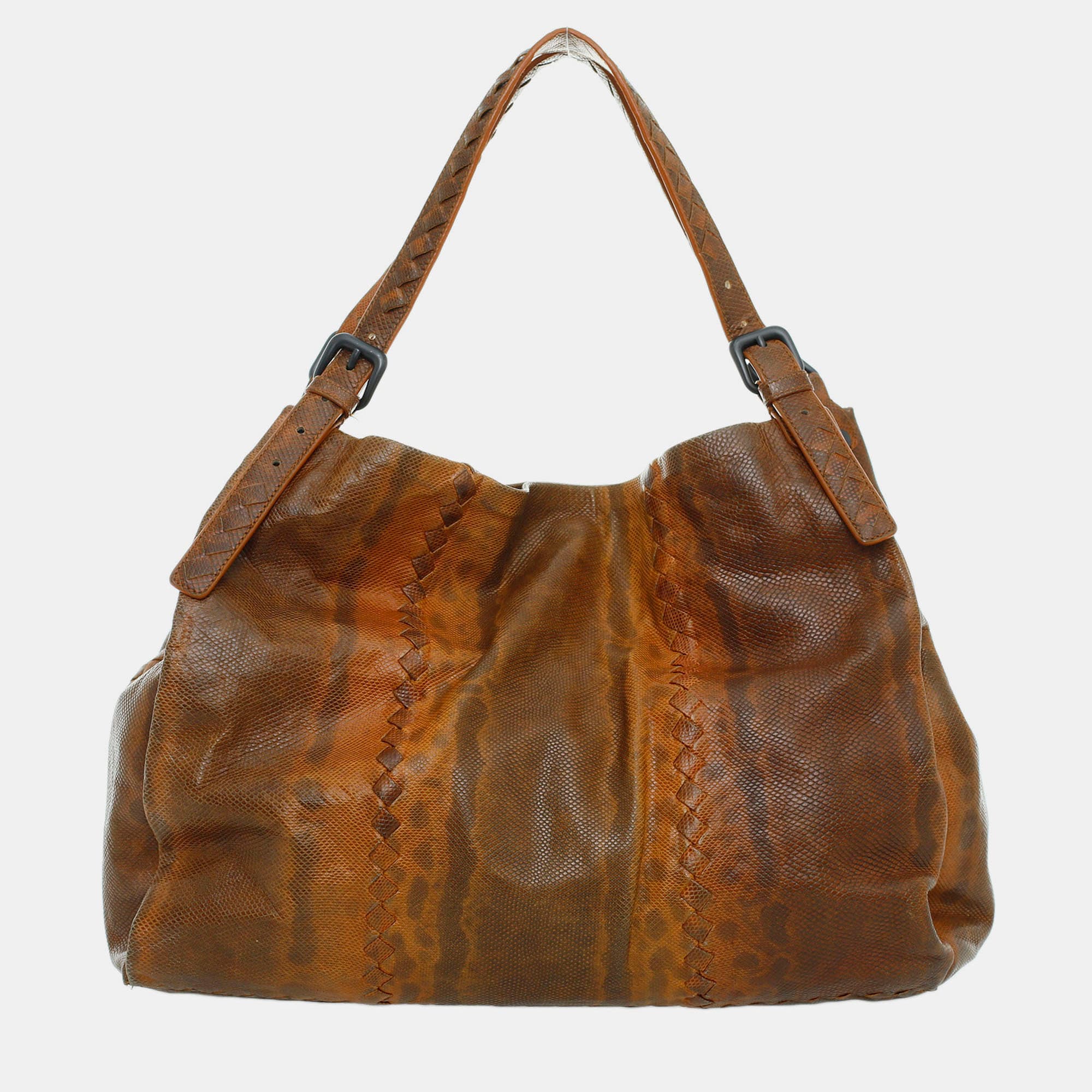 Bottega Veneta Karung Small Brown Karung Leather Shoulder Bag