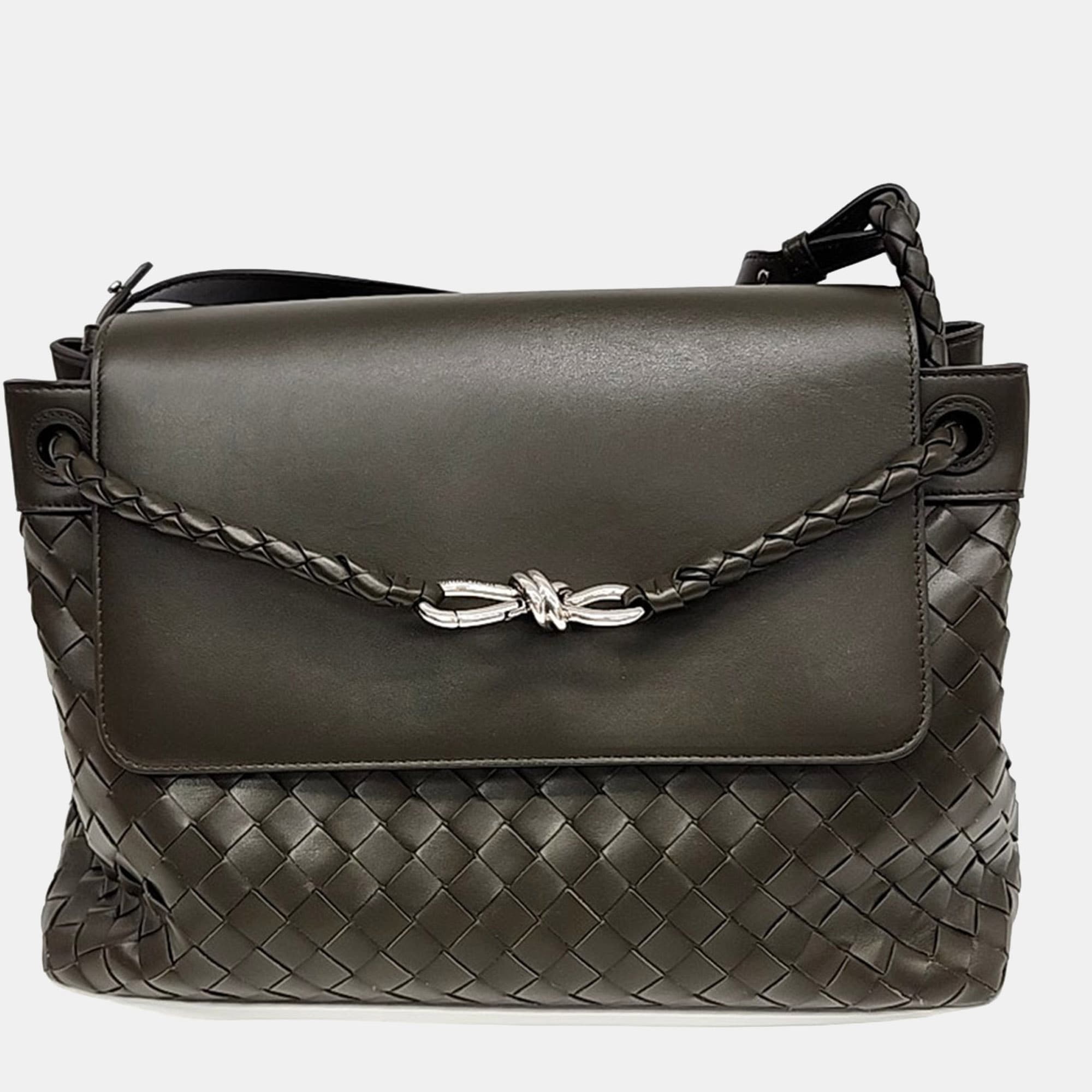 Bottega Veneta Andiamo Small Khaki Calfskin Leather Messenger Bag