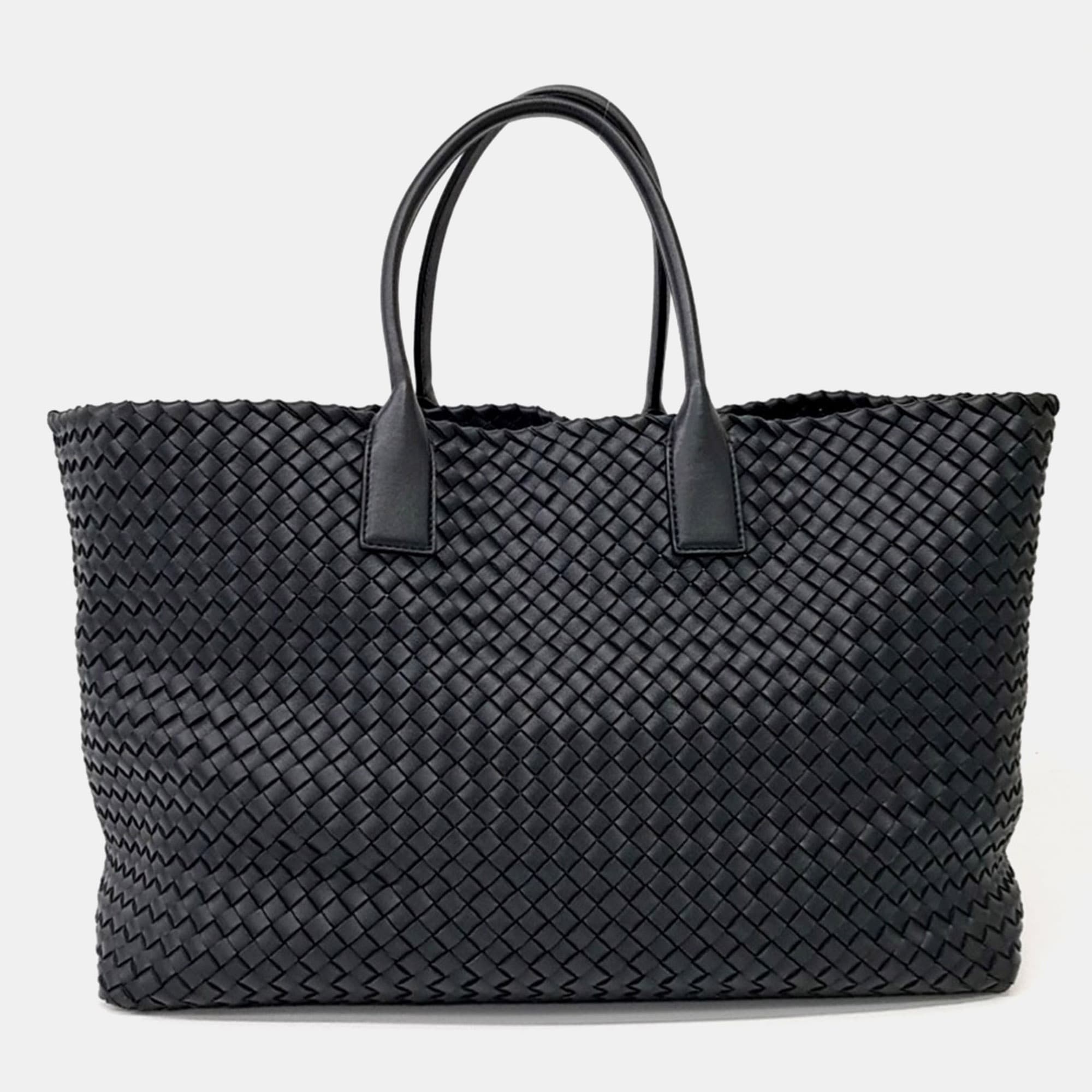 Bottega Veneta Cabat Tote Black Woven Leather Top Handle Bag