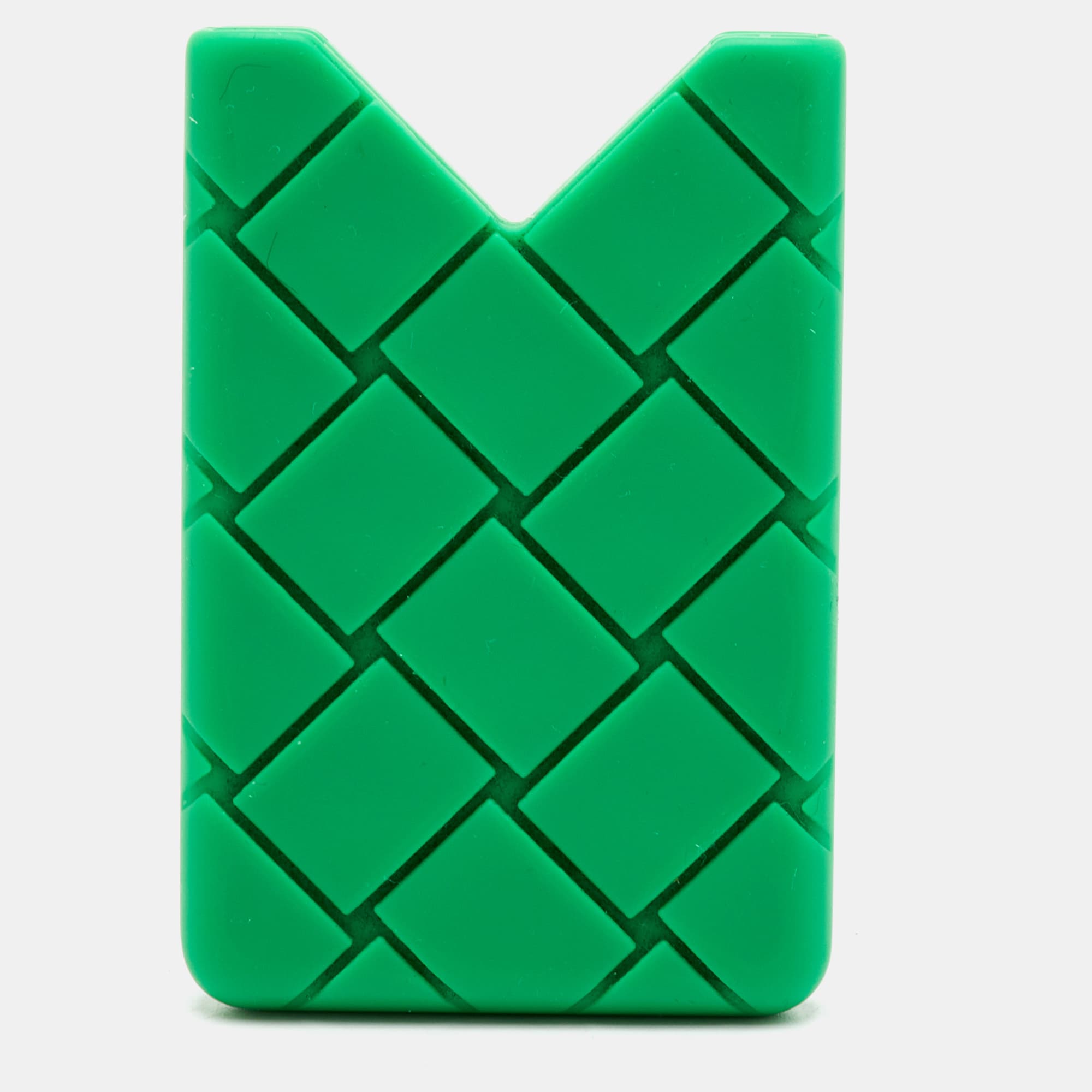 Bottega Veneta Green Intreccio Rubber Silicone Card Holder
