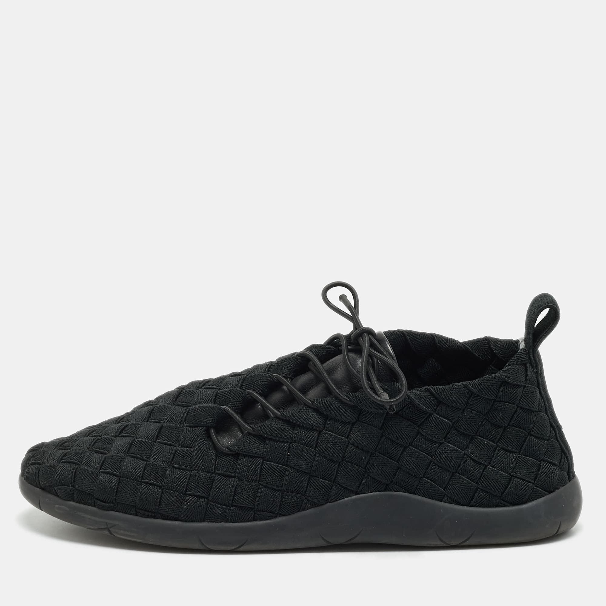 Bottega Veneta Size 41.5 Black Woven Elastic Low Top Sneakers