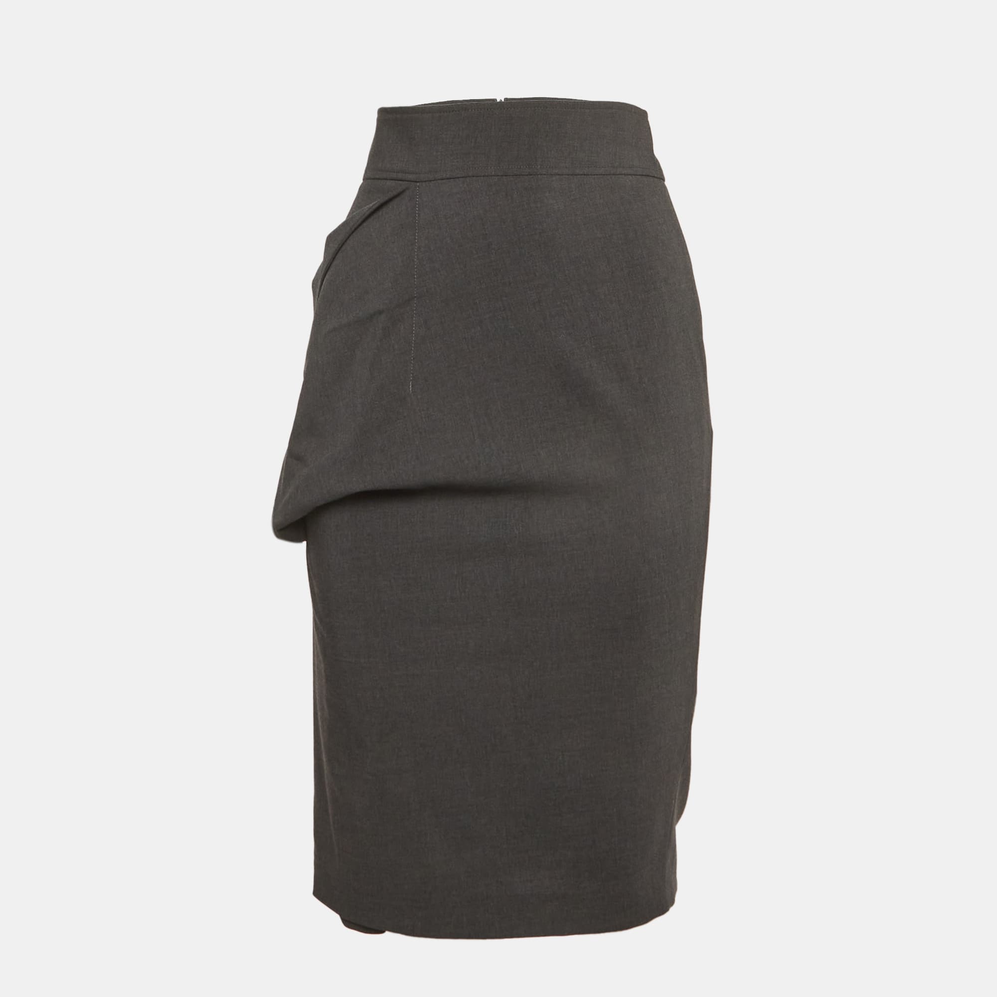 Brunello Cucinelli Grey Wool Pencil Skirt S