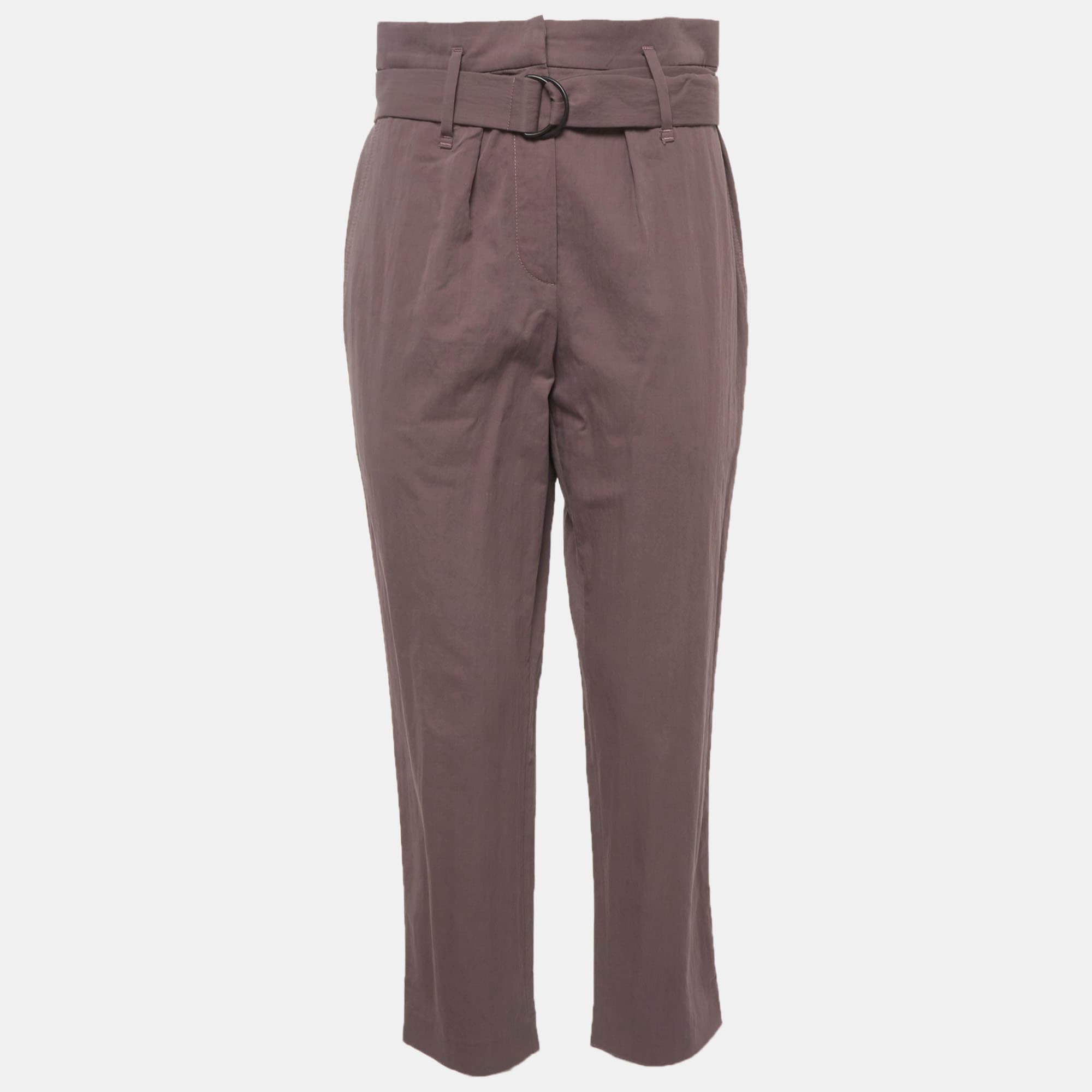 Brunello Cucinelli Purple Cotton Belted Trousers S