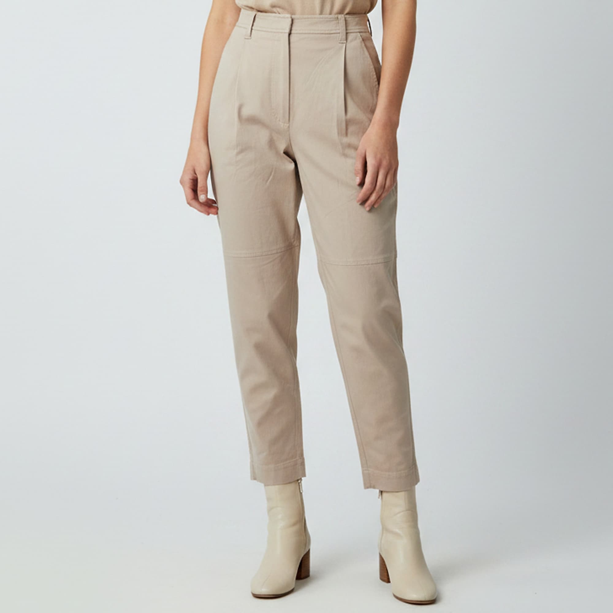 Brunello Cucinelli Beige Gabardine Loose Fit Pants M