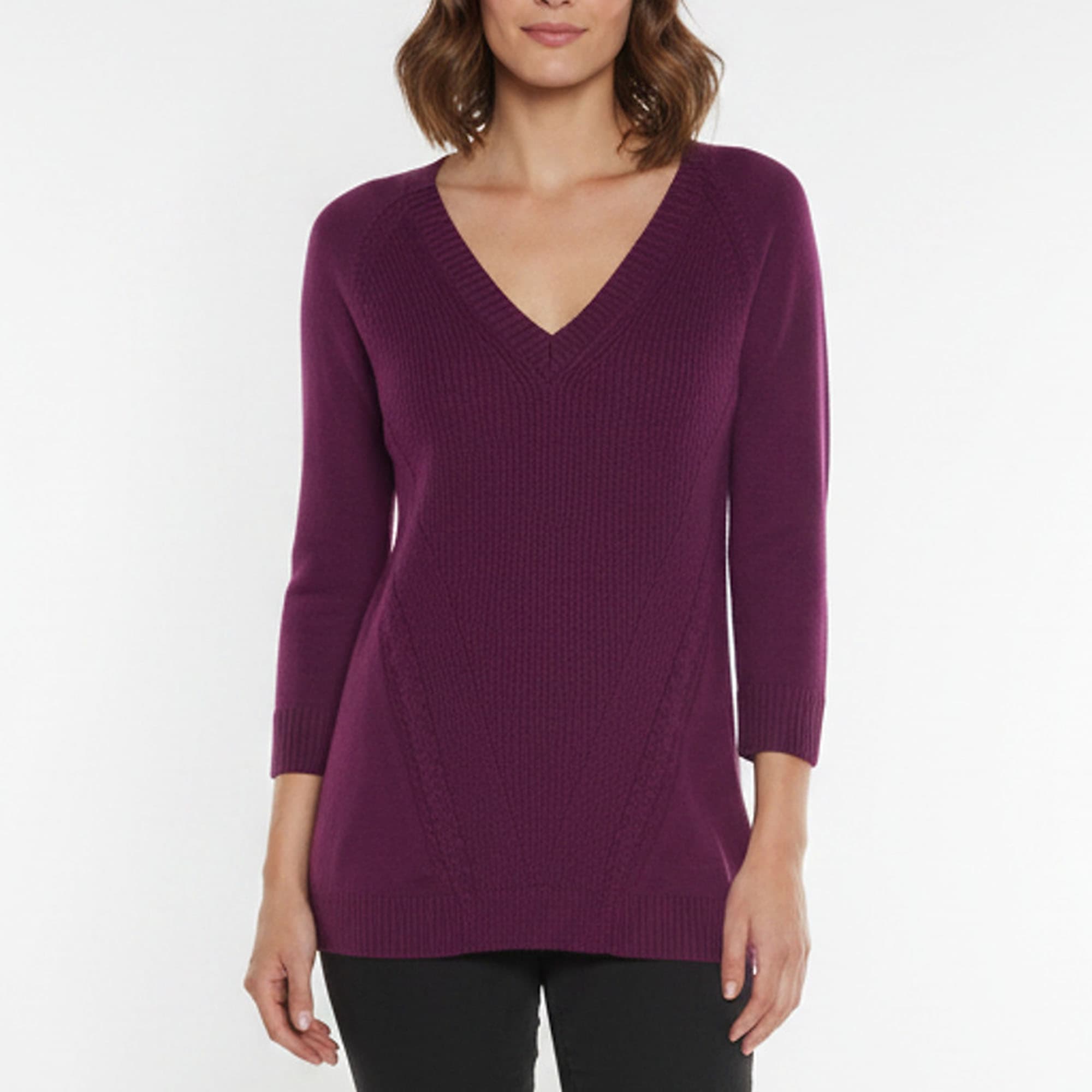 Burberry Brit Magenta Cashmere Knit V-Neck Pullover M