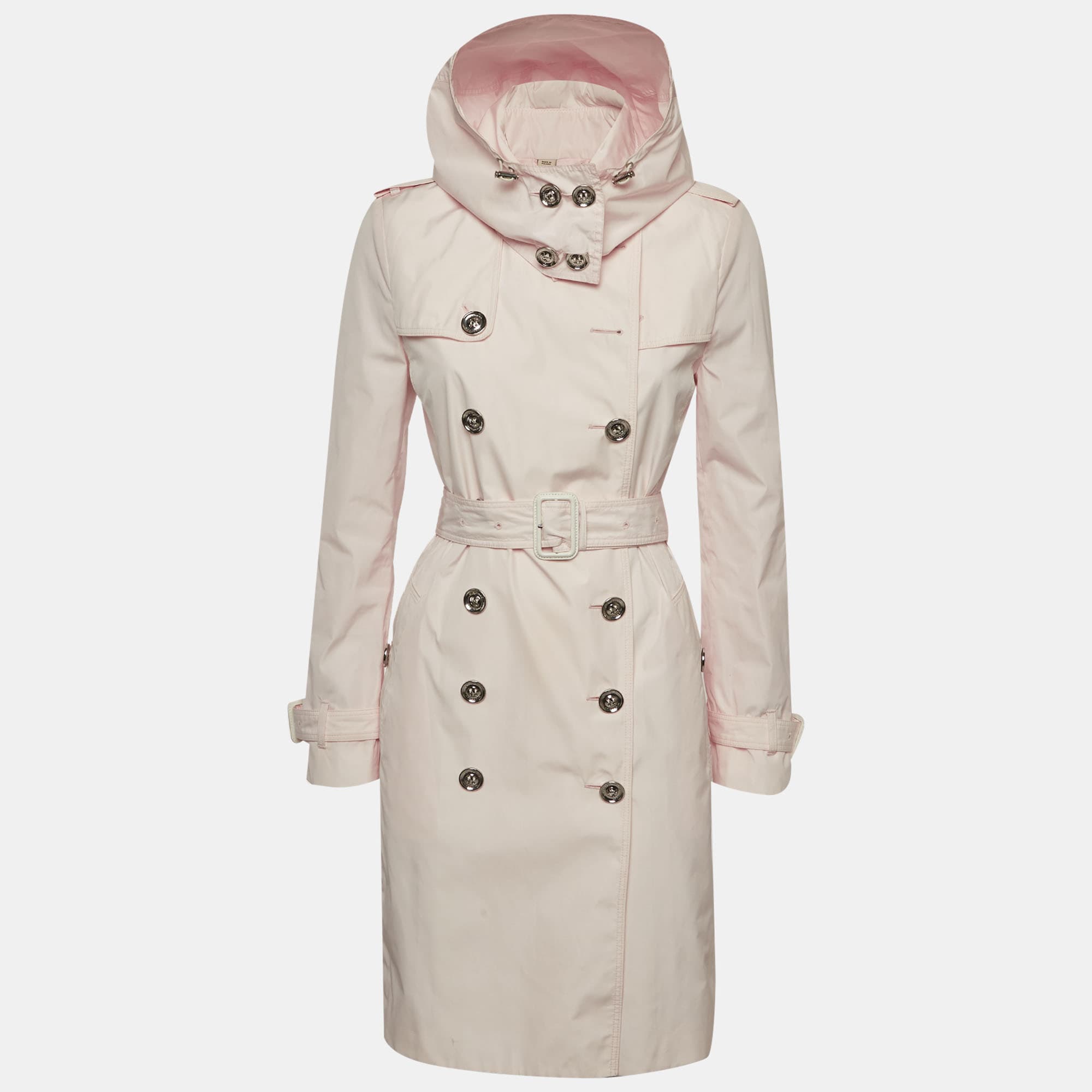 Burberry Pink Crepe Trench Coat S