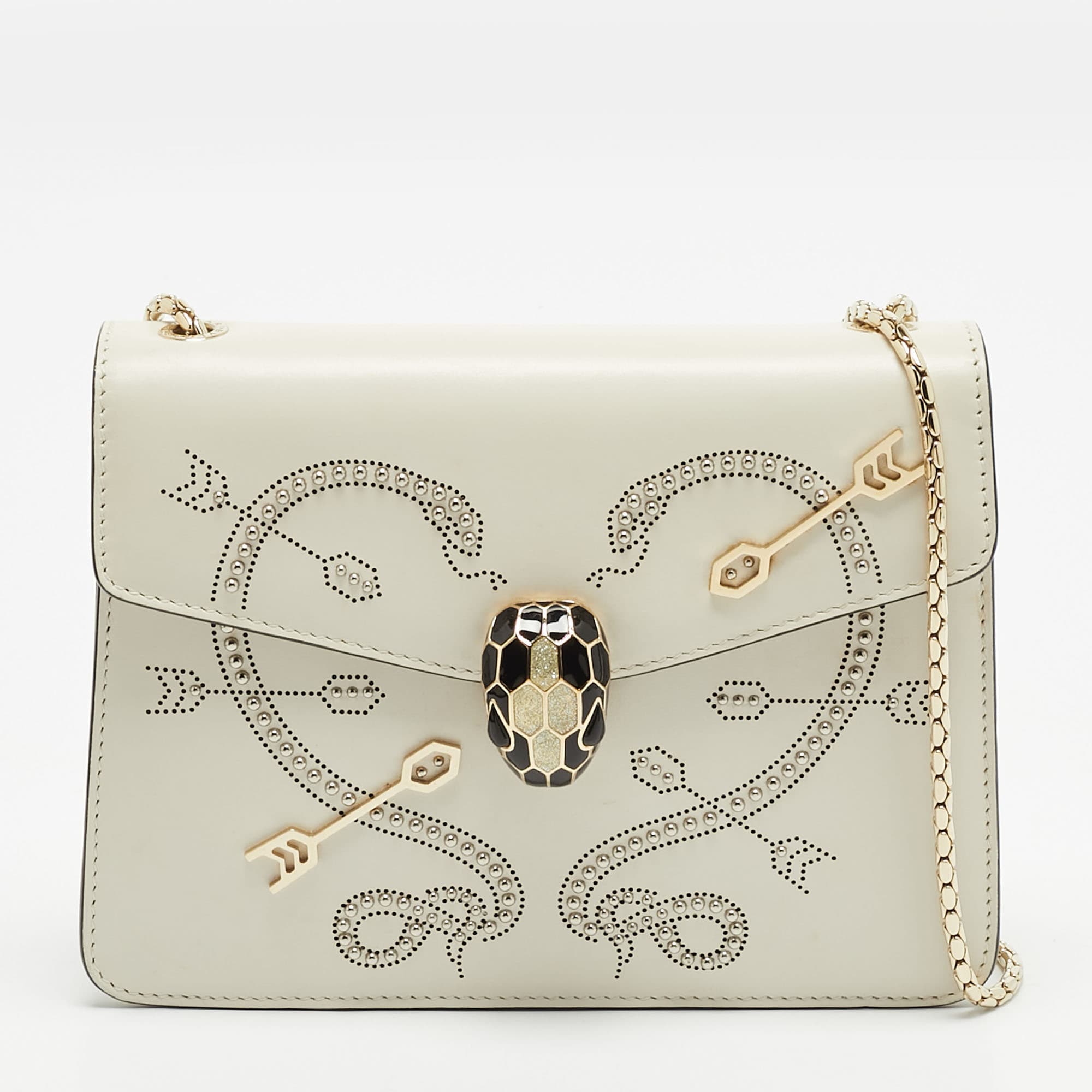 Bvlgari Pop Heart Serpenti Forever Small White Leather Shoulder Bag