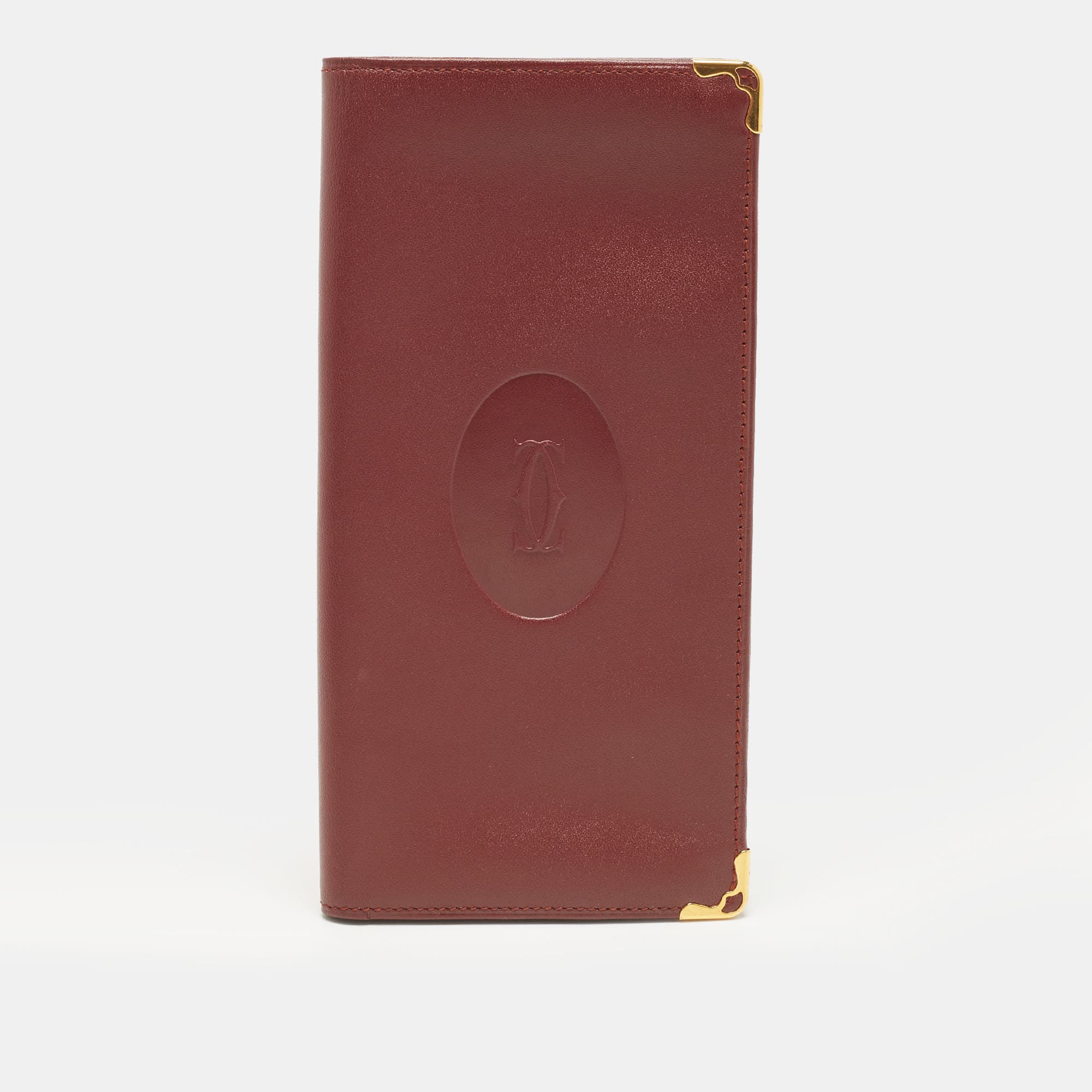Cartier Le Must De Cartier Burgundy Leather Long Wallet
