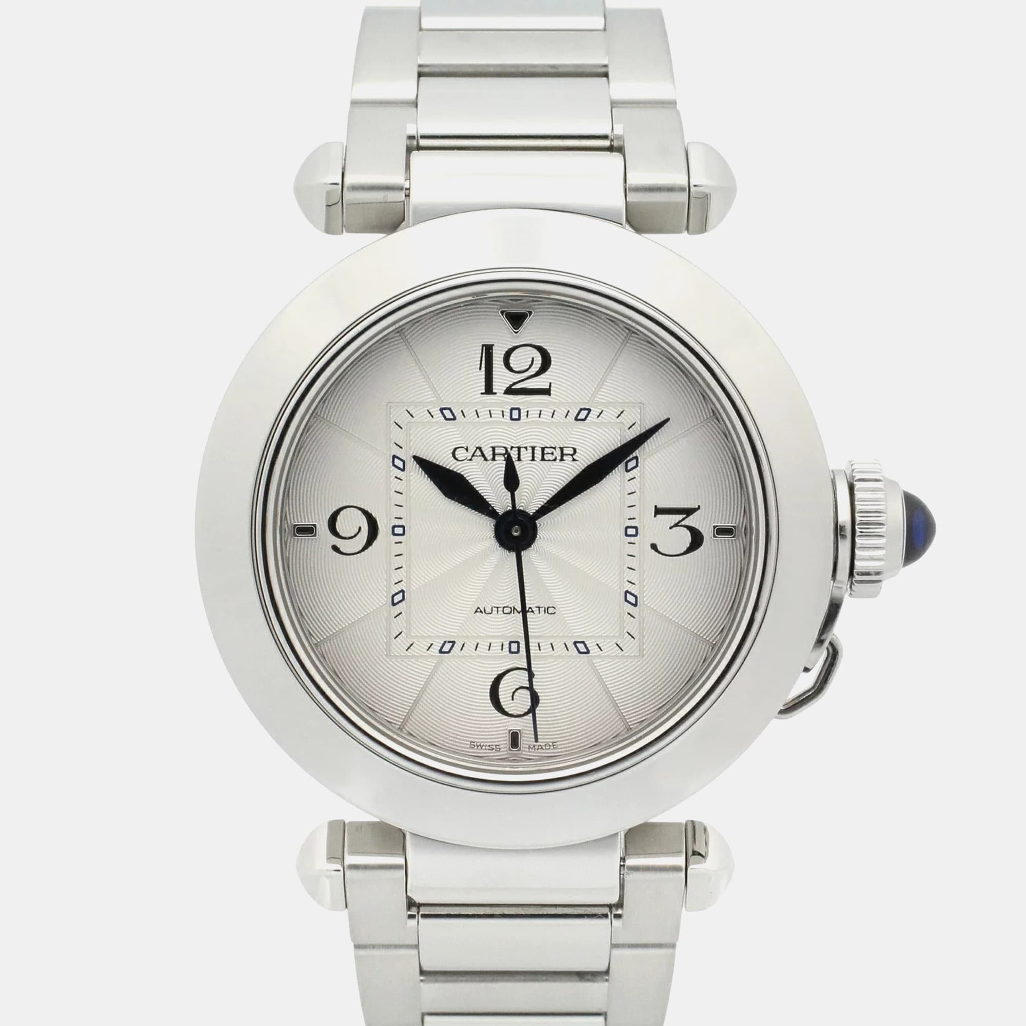 Cartier Pasha de Cartier WSPA0013 Silver Stainless Steel Automatic Women's Wristwatches 35mm