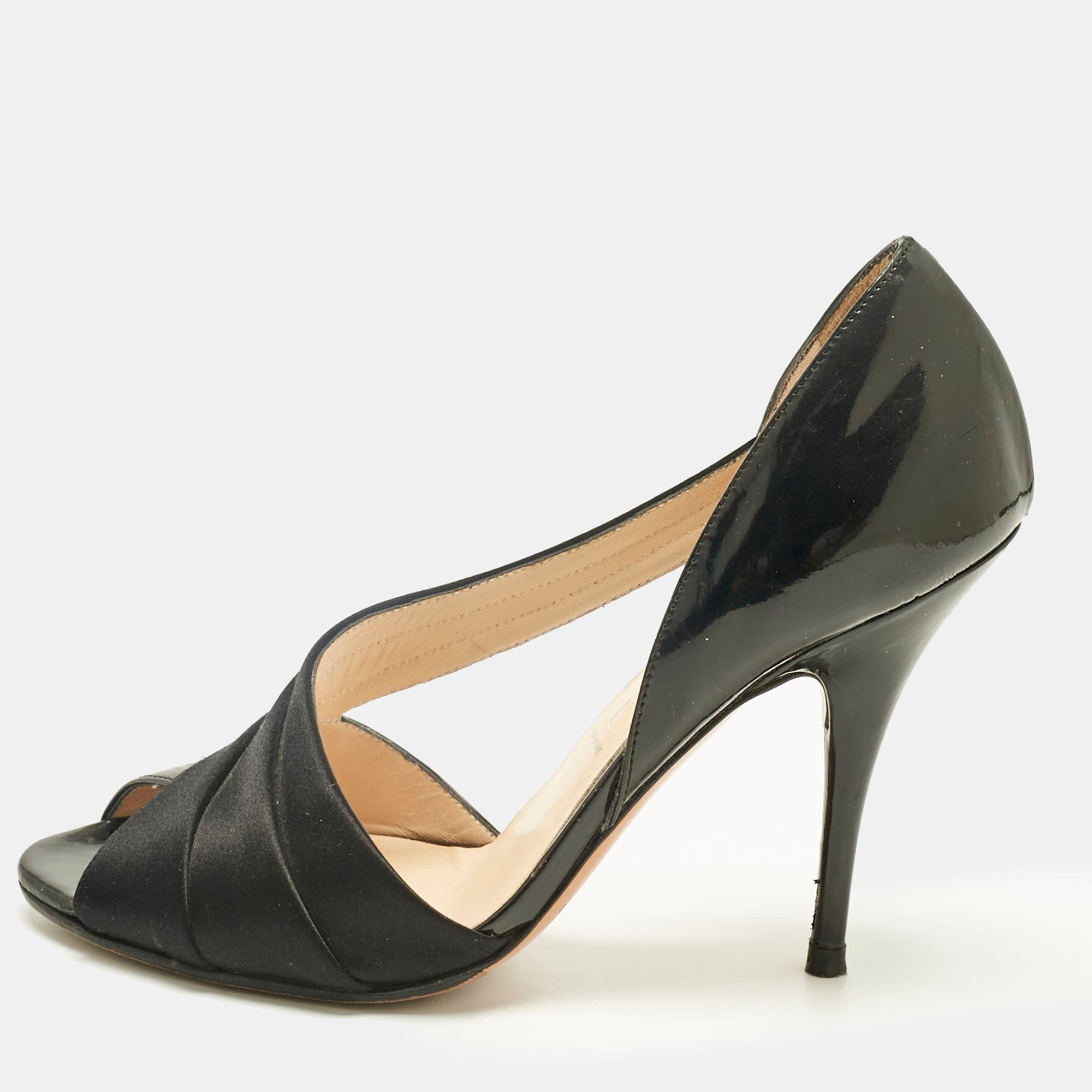 Casadei Black Satin Cut Out D'orsay Pumps Size 38