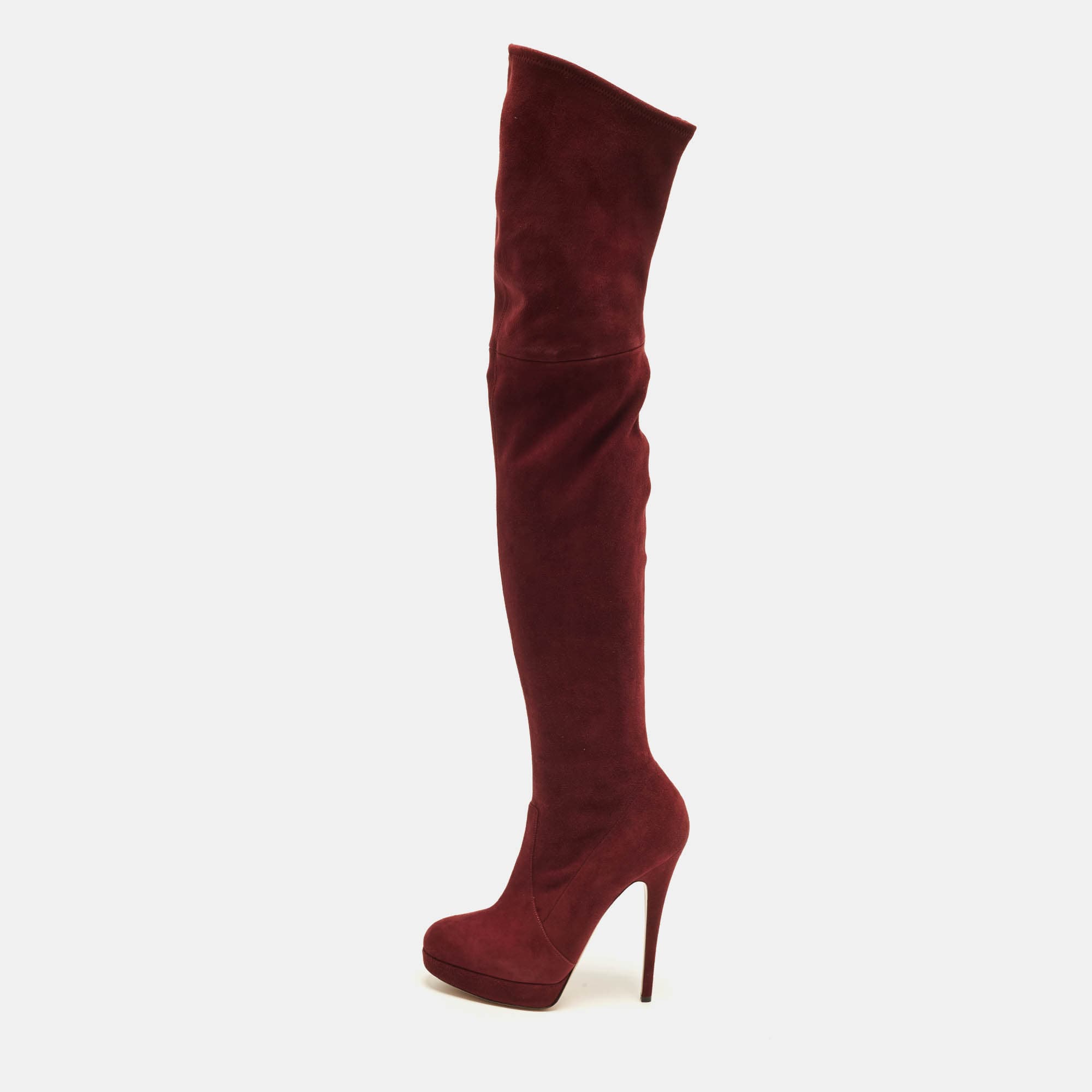 Casadei Size 39 Purple Suede Knee Length Boots
