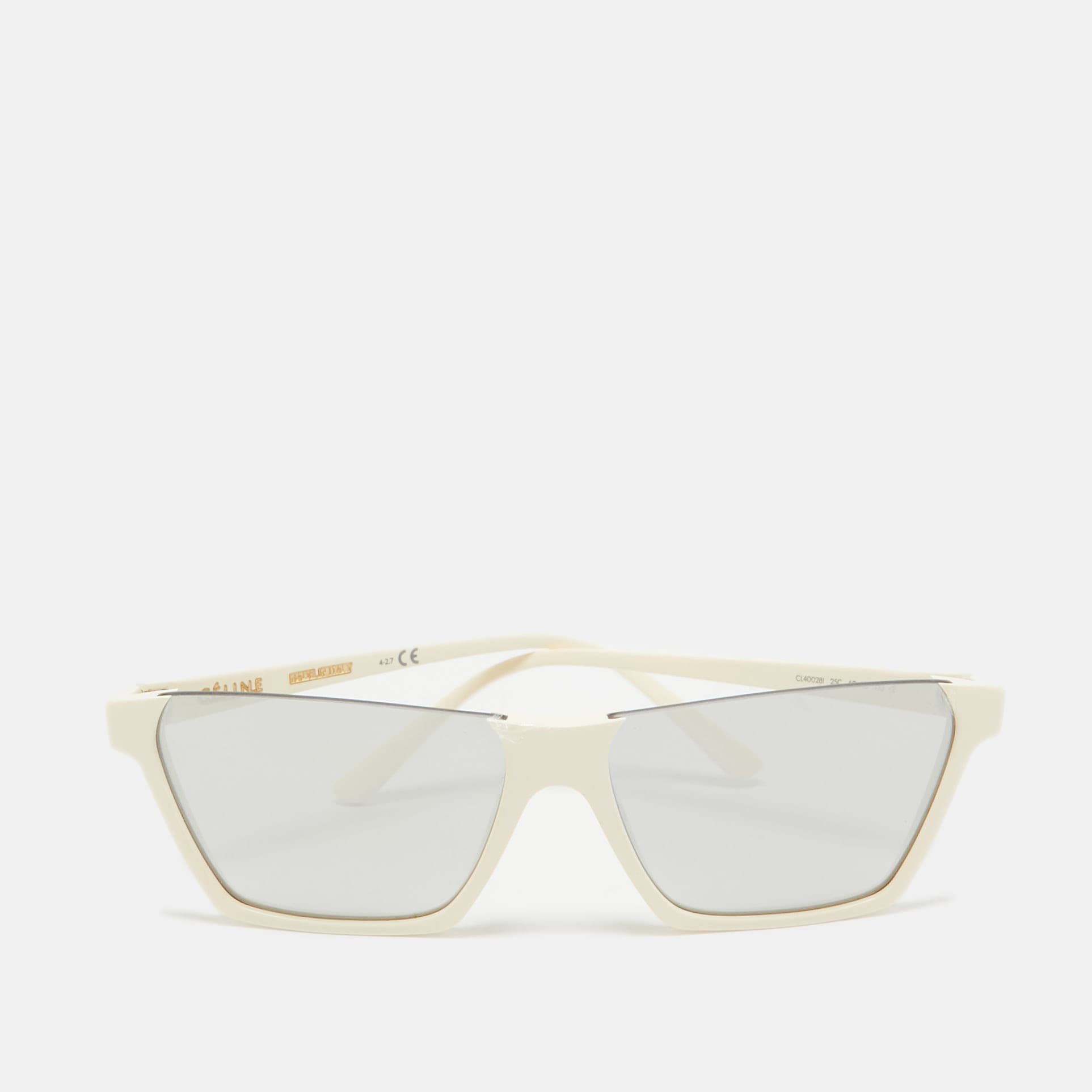 Celine Ivory/Grey Mirrored CL40028I Rectangle Sunglasses
