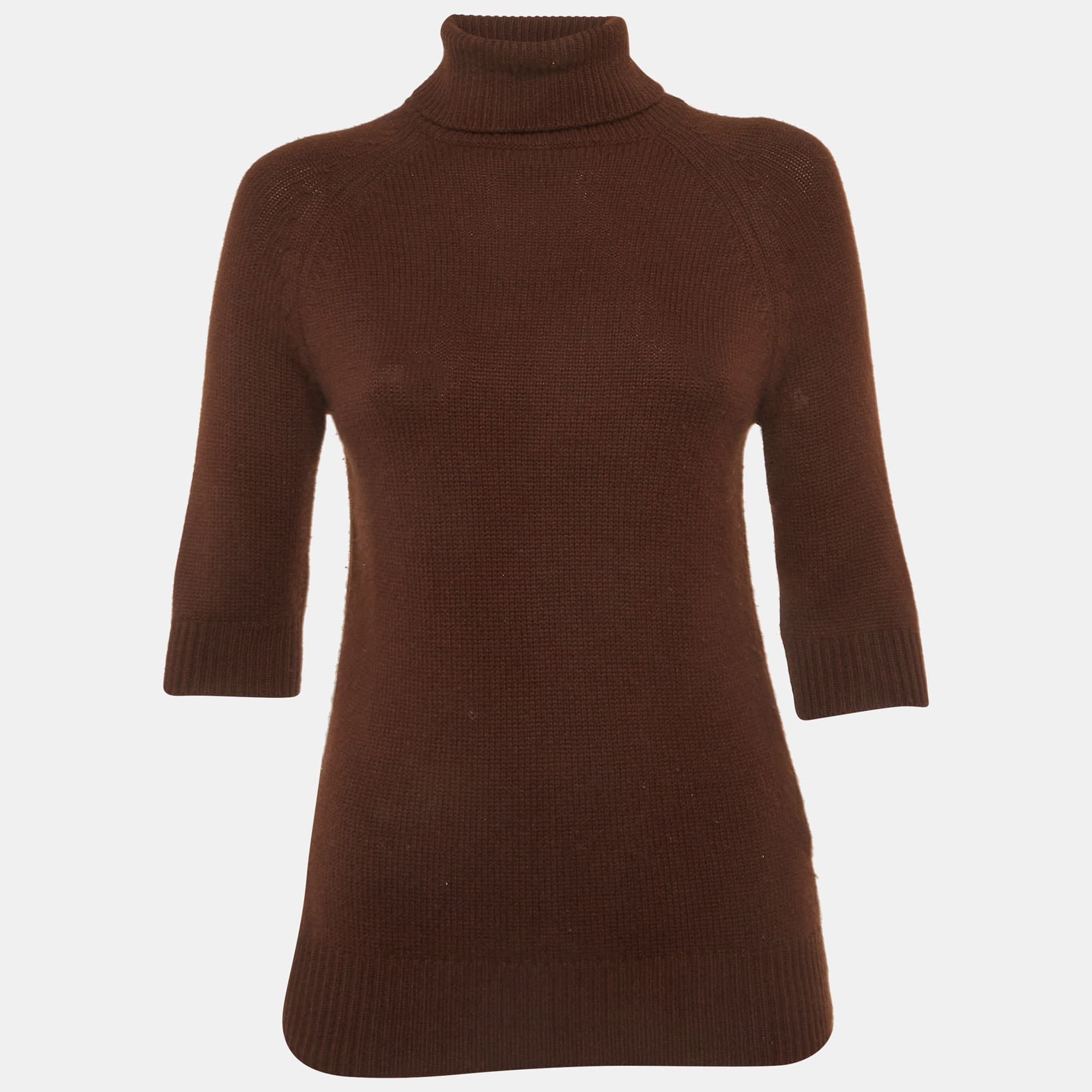Celine Brown Rib Knit Turtle Neck Sweater M