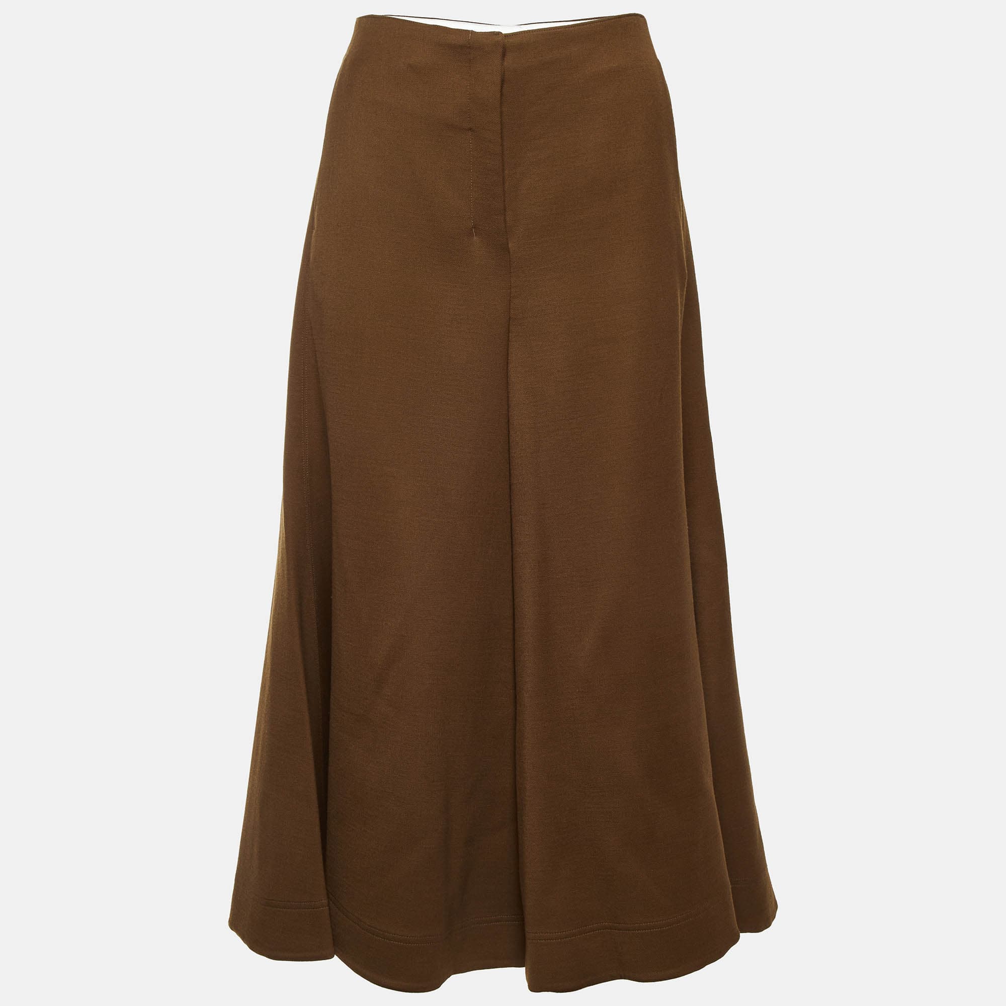 Celine Brown Wool Blend Gabardine Culottes M