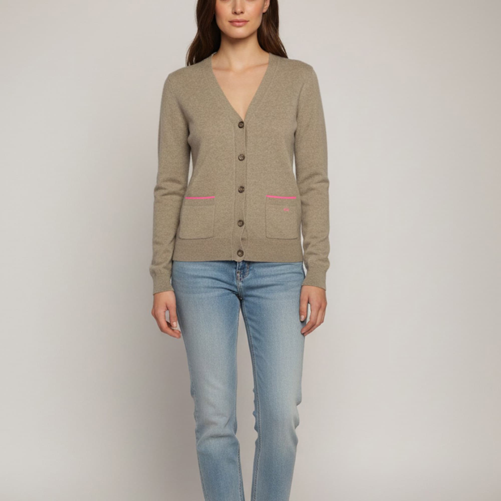 Celine Brown Cashmere Button Front Button Cardigan S