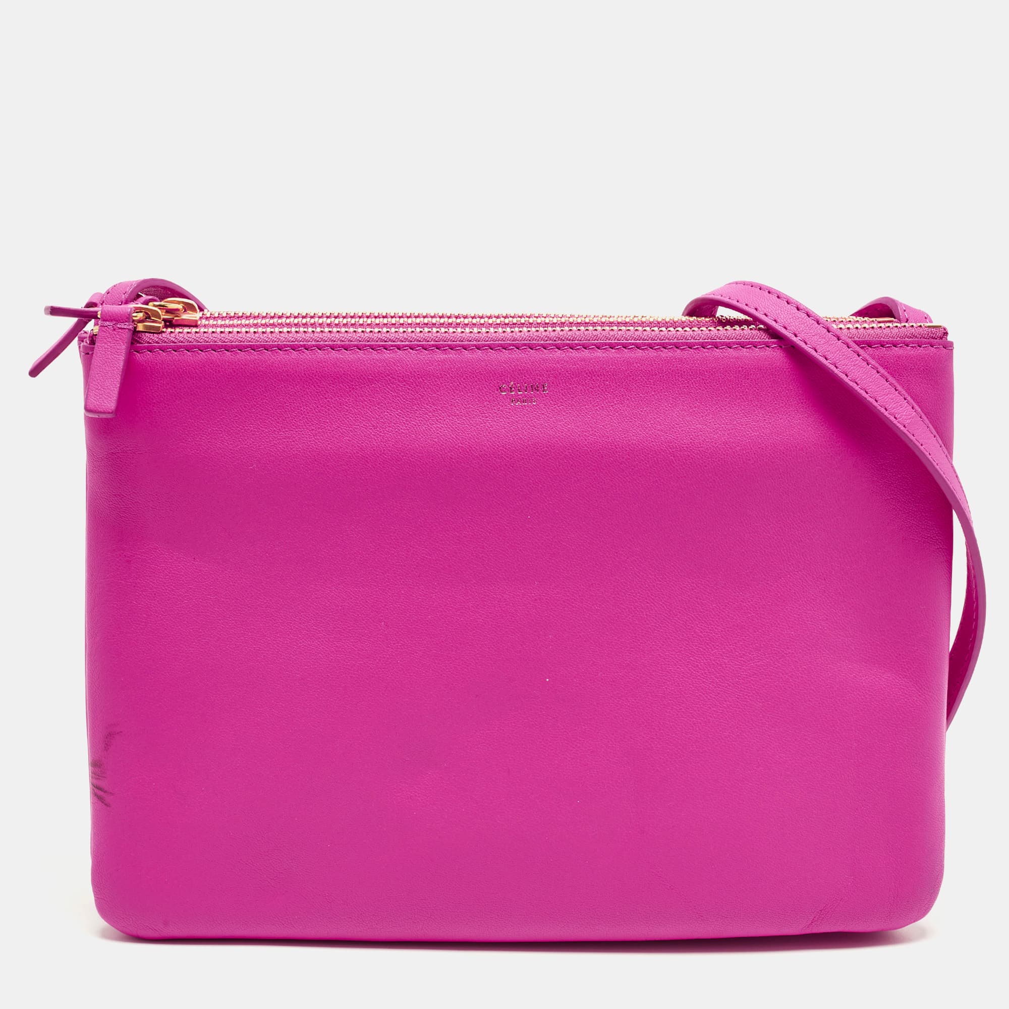 Celine Trio Large Pink Leather Crossbody Bag