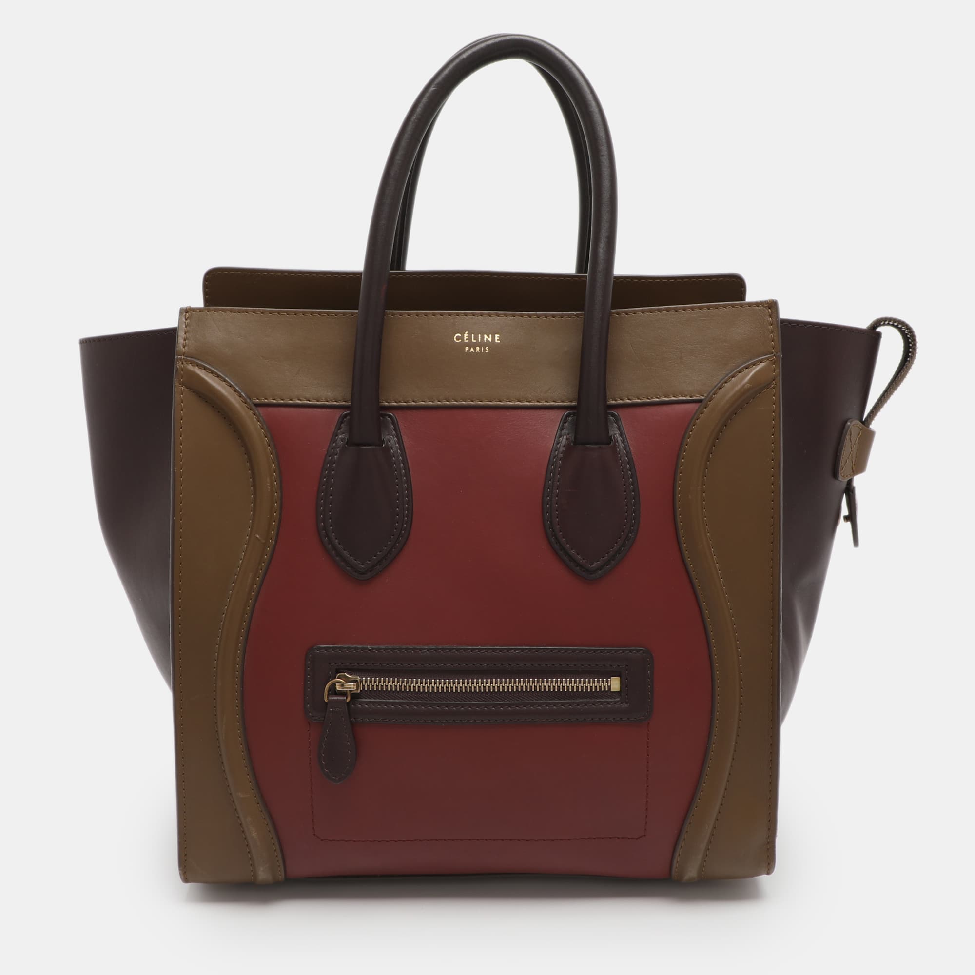 Celine Luggage Mini Tricolor Leather Tote