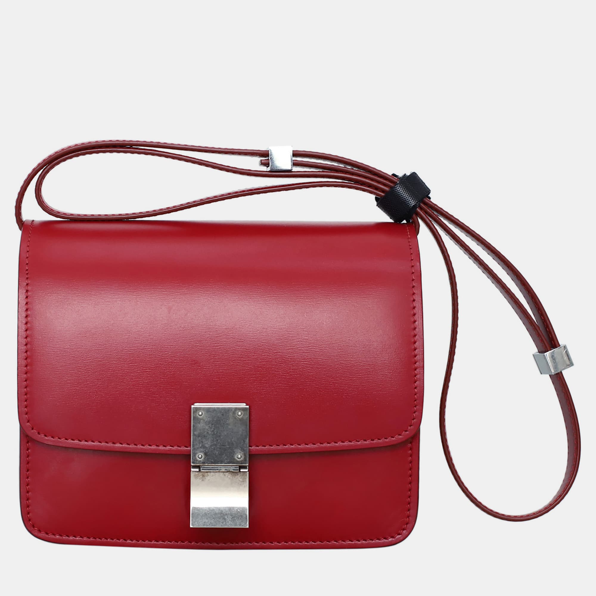 Celine Classic Box Small Red Calfskin Leather Shoulder Bag