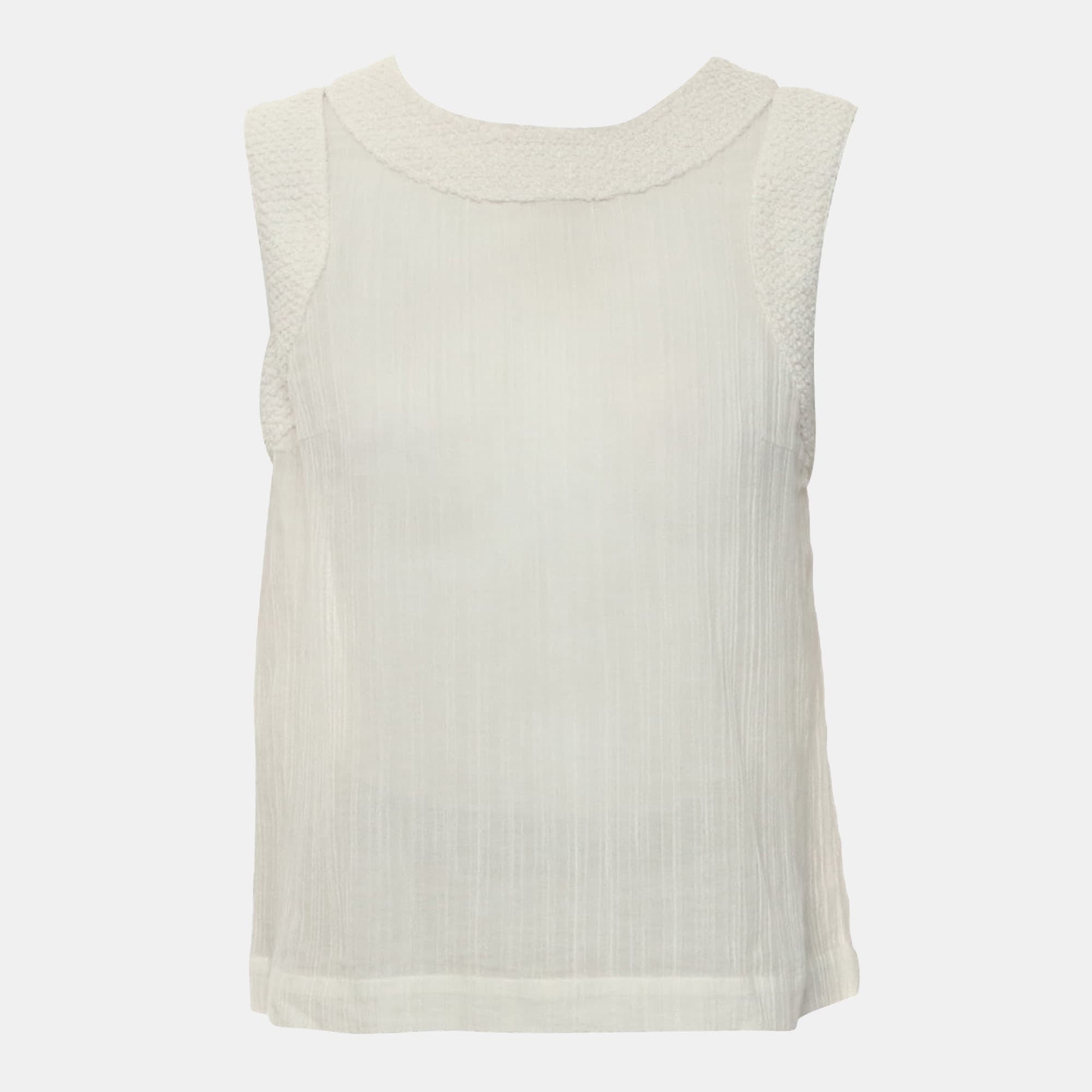 Chanel White Sleeveless Top M