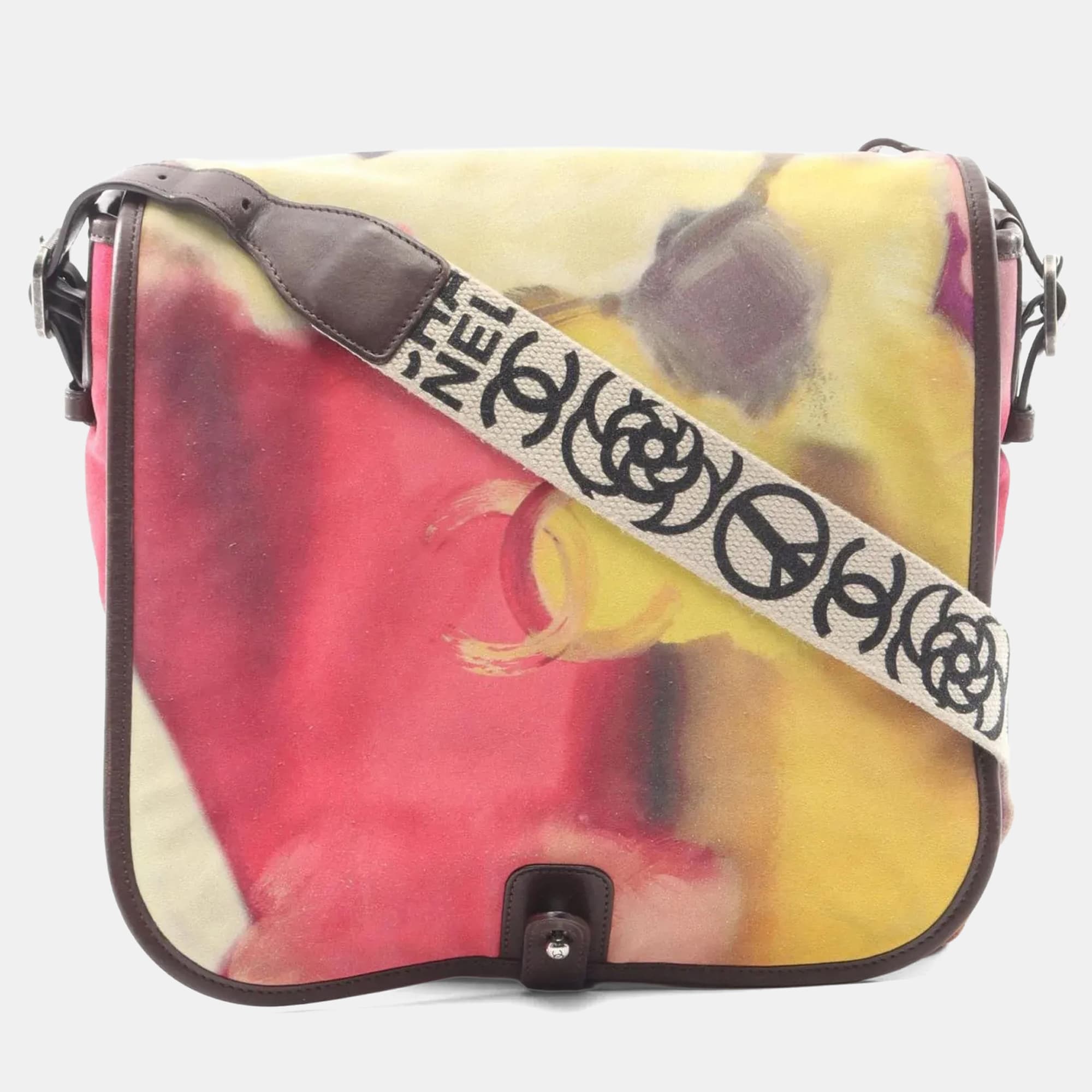 Chanel Coco Mark Multicolor Suede Leather Shoulder Bag