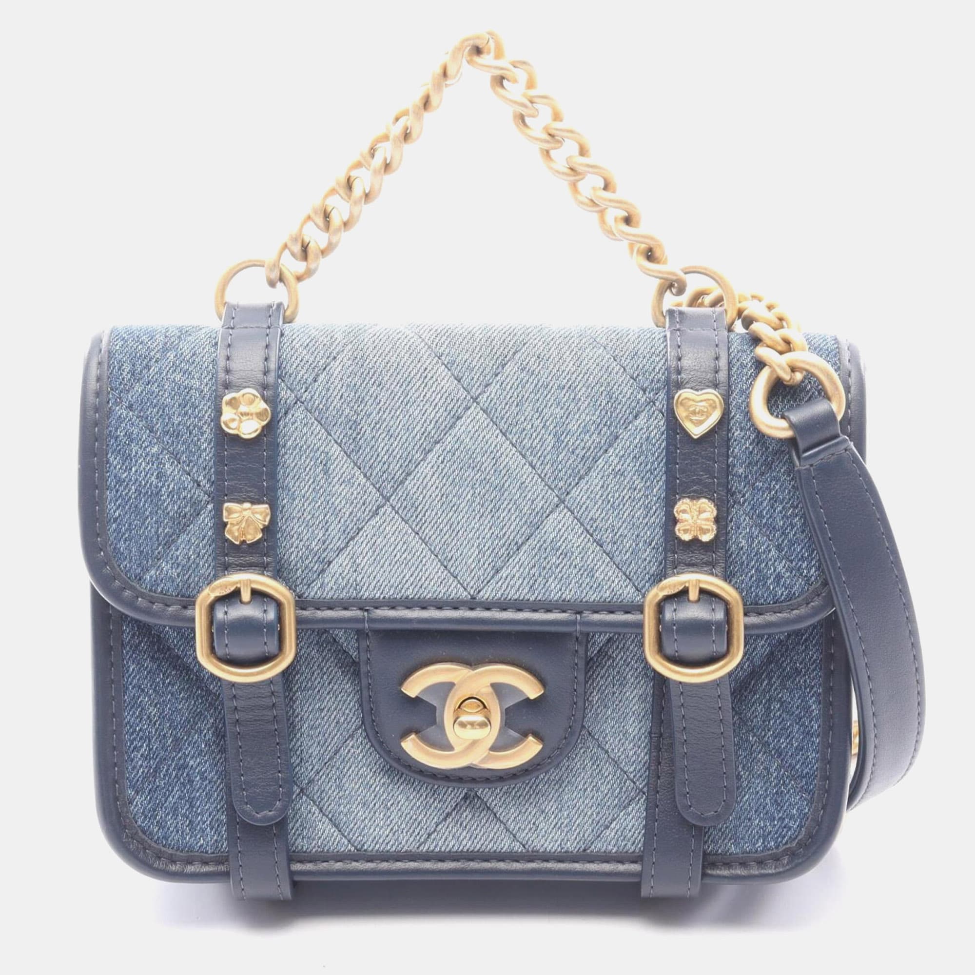 Chanel Flap Navy Denim Calfskin LeatherShoulder Bag