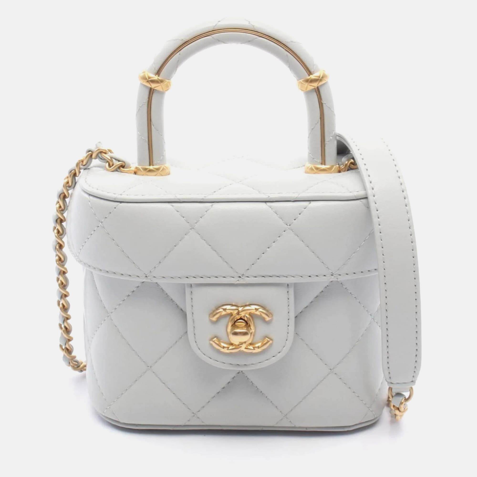 Chanel Matelasse Vanity Small Light Blue Lambskin Shoulder Bag