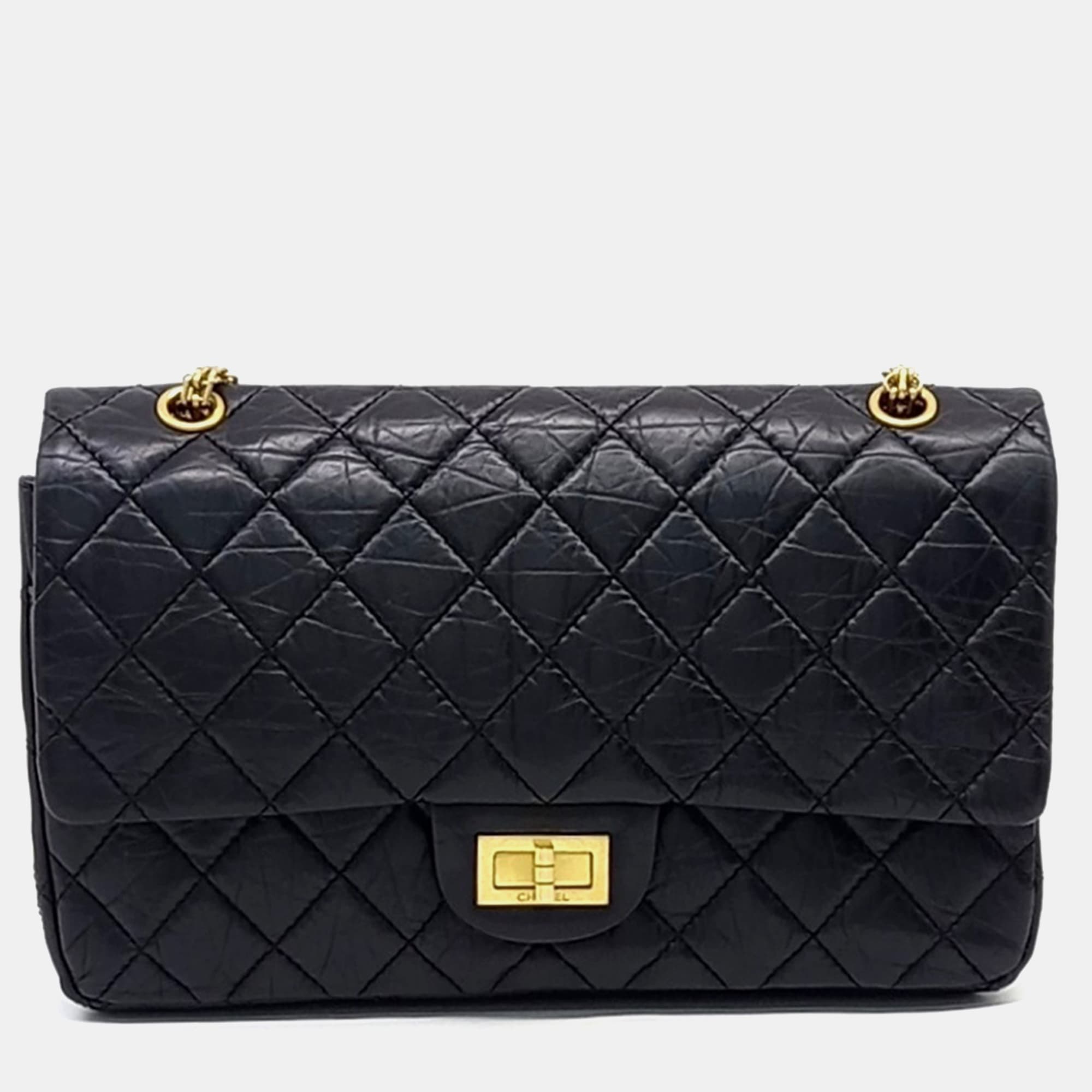Chanel 2.55 Reissue 32 Black Aged Calfskin Leather Shoulder Bag