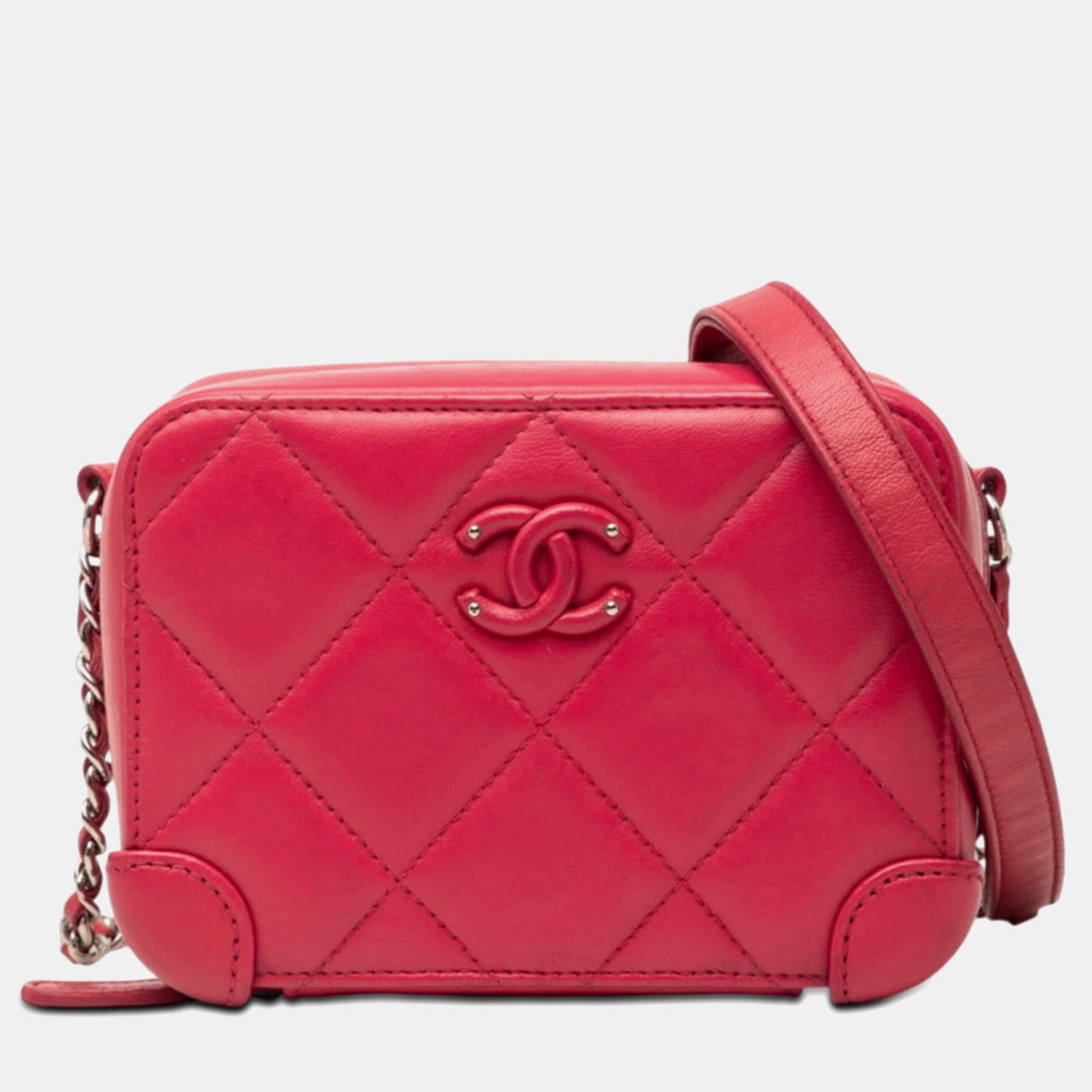 Chanel Covered CC Quilted Lambskin Mini Pink Crossbody Bag