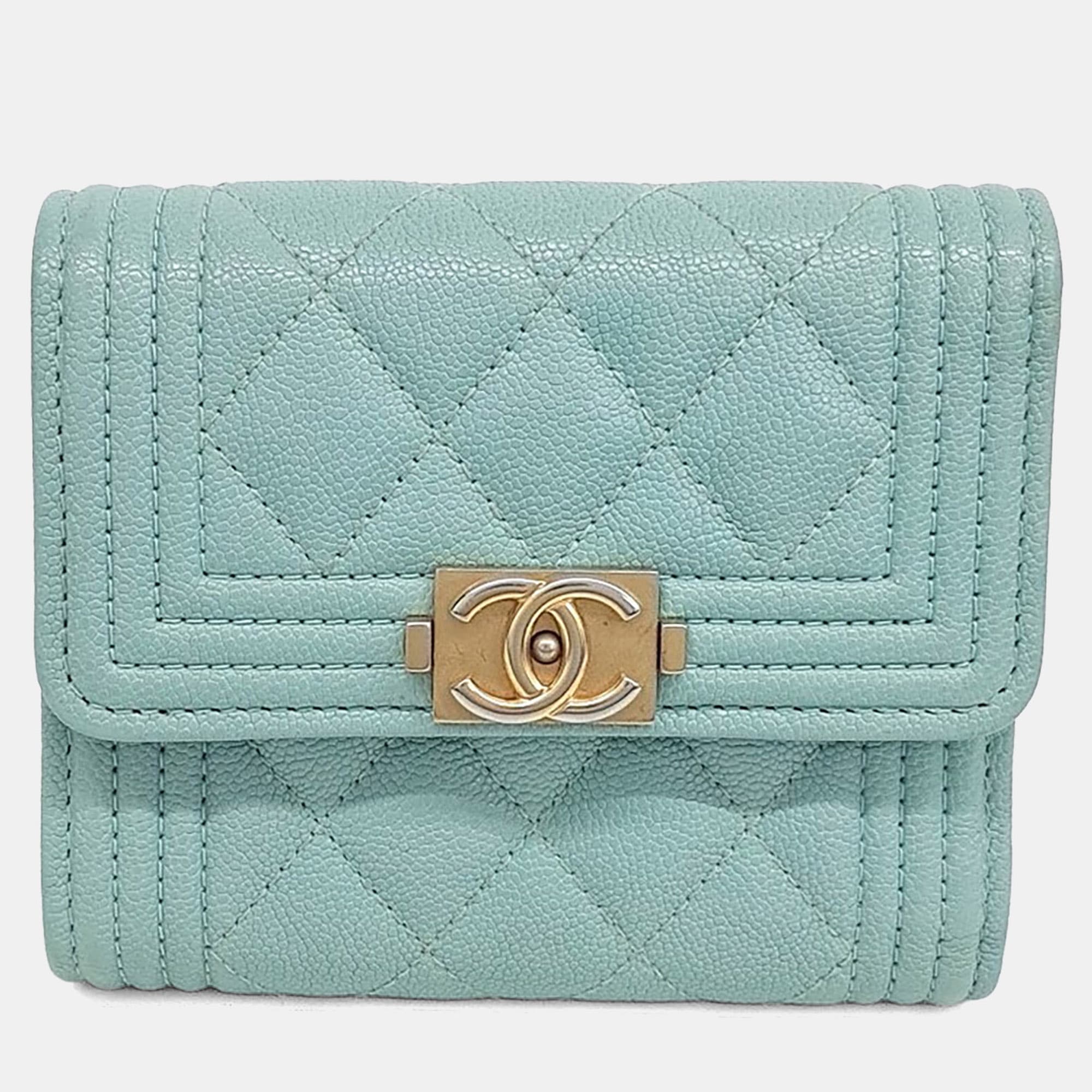 Chanel Green Caviar Boy Wallet A81965
