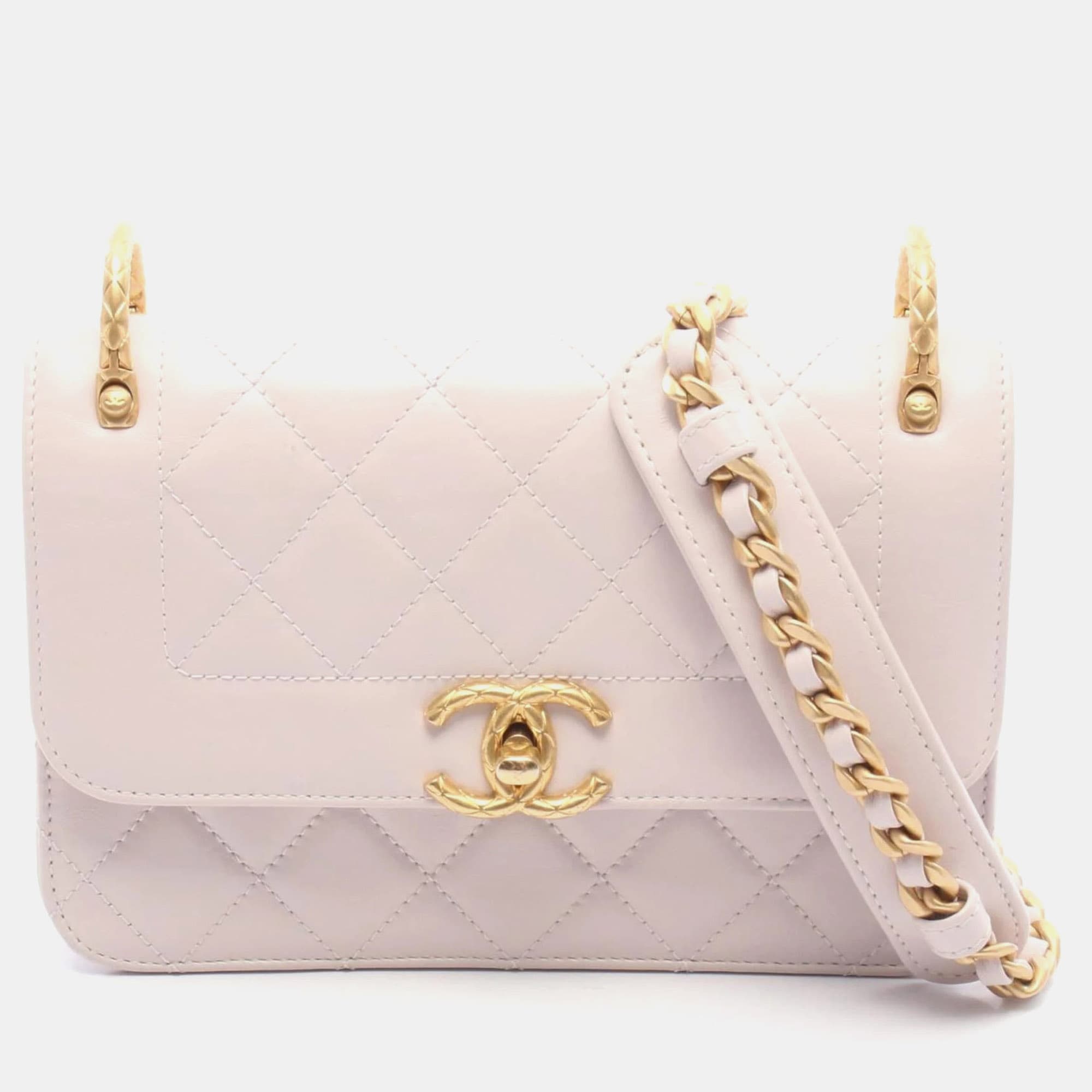 Chanel Daisie Small Pink Sheepskin Leather Shoulder Bag