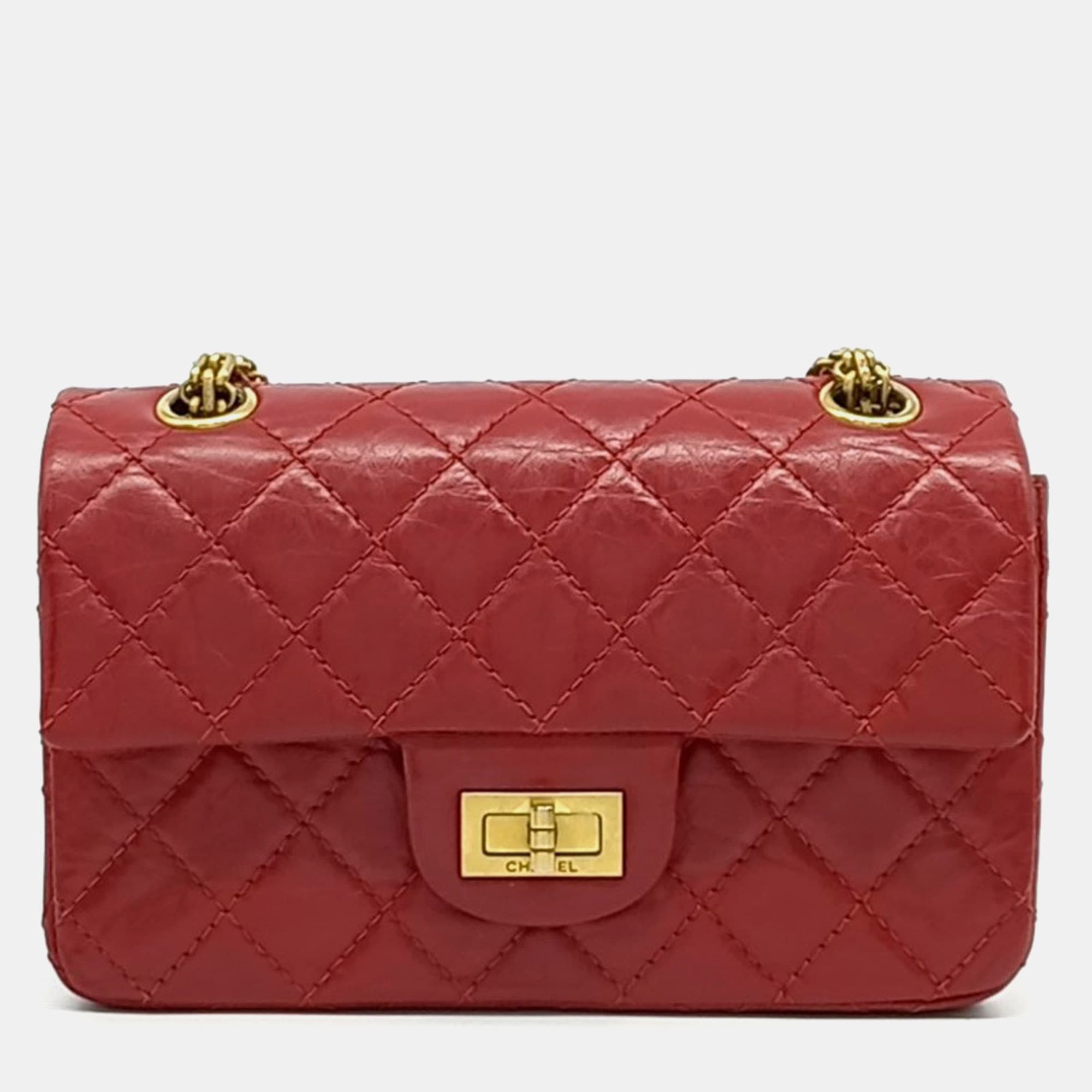 Chanel 2.55 New Mini Red Quilted Leather Shoulder Bag