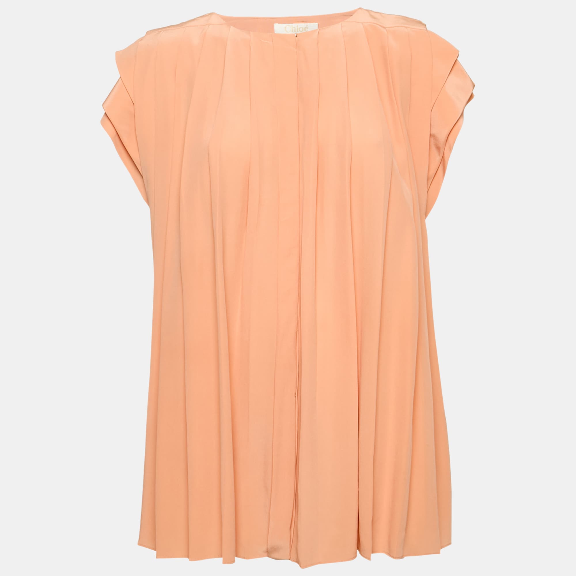 Chloé Pink Silk Pleated Top M